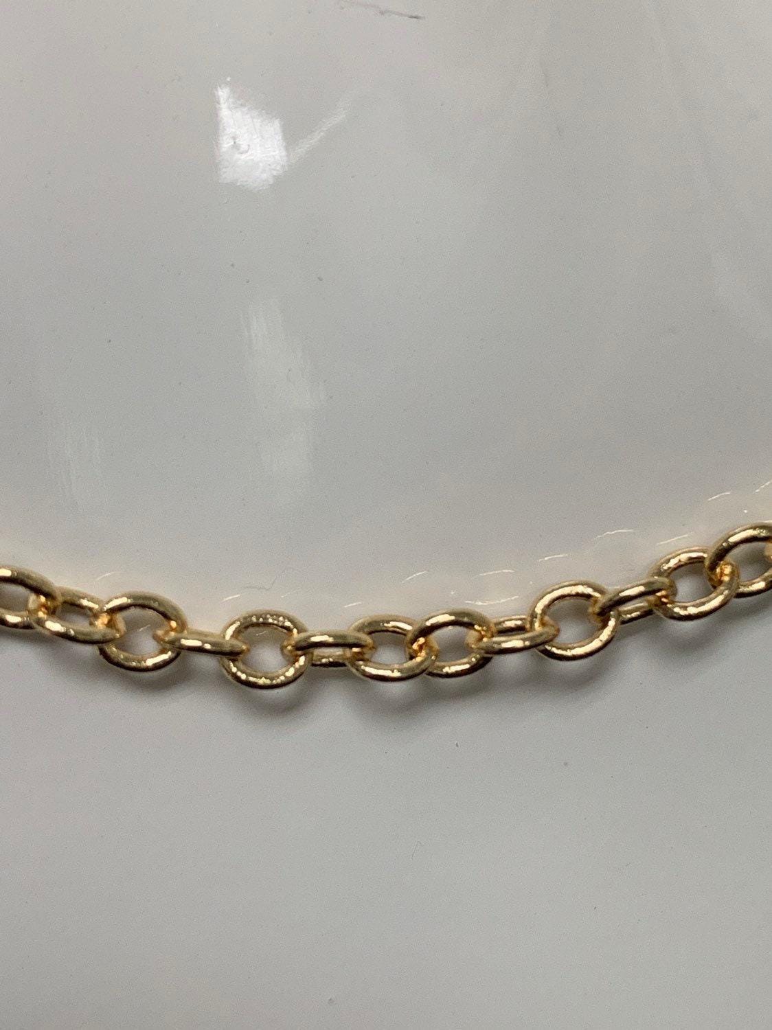 Gold rolo cable chain by yard, round link chain, wholesale bulk roll chain for diy jewelry , thickness 0.6mm,278