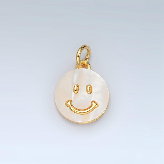 24k gold filled shell pearl charm happy face charms pendant emoticon charm for bracelet necklace earring charm d692