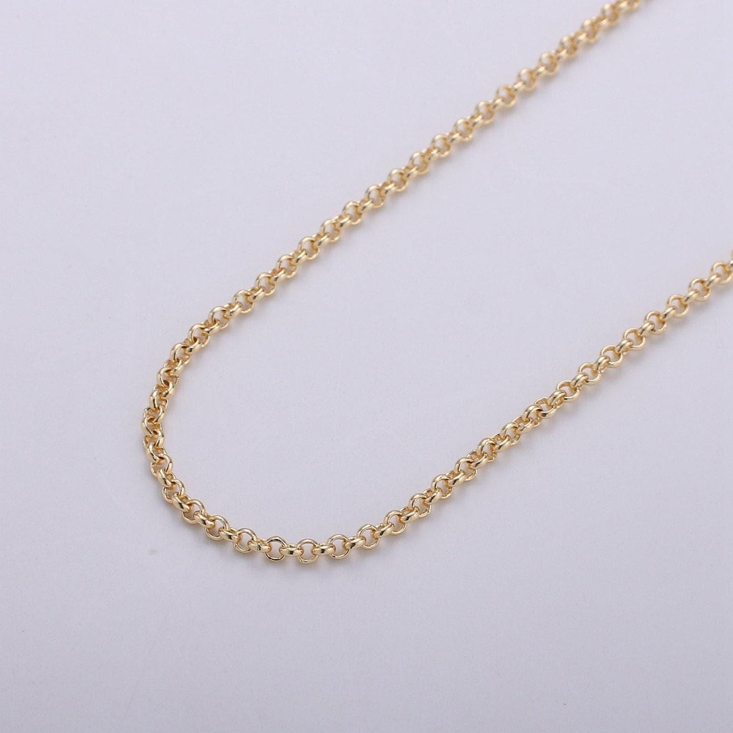 Gold rolo cable chain by yard, round link chain, wholesale bulk roll chain for diy jewelry , thickness 0.6mm,278