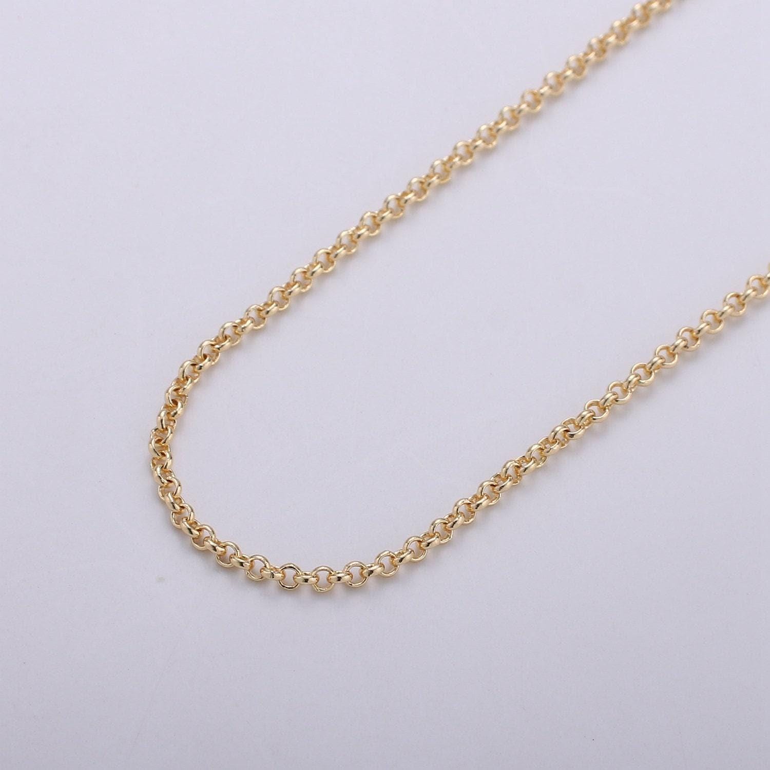 Gold rolo cable chain by yard, round link chain, wholesale bulk roll chain for diy jewelry , thickness 0.6mm,278