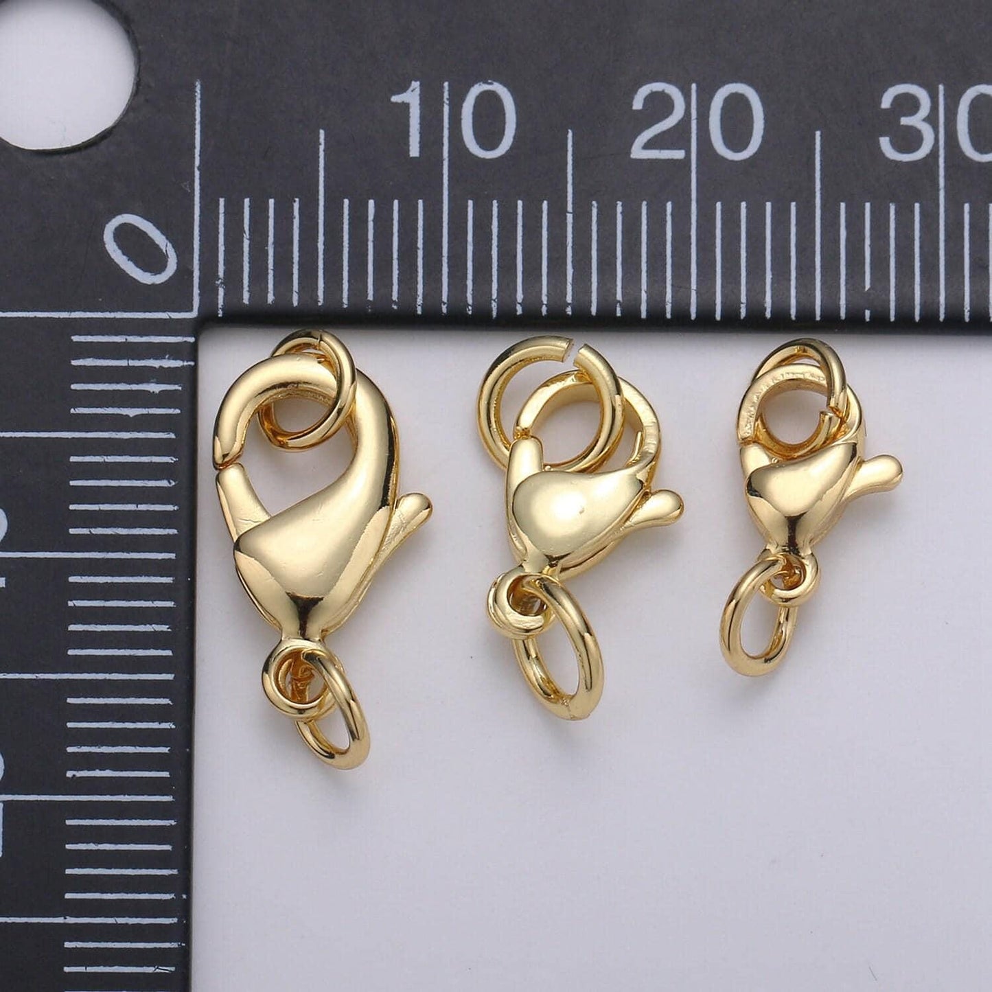 Wholesale lobster clasp gold lobster claw with jump ring for jewelry making, 3 different size and quantities, supp-1065 - 1073
