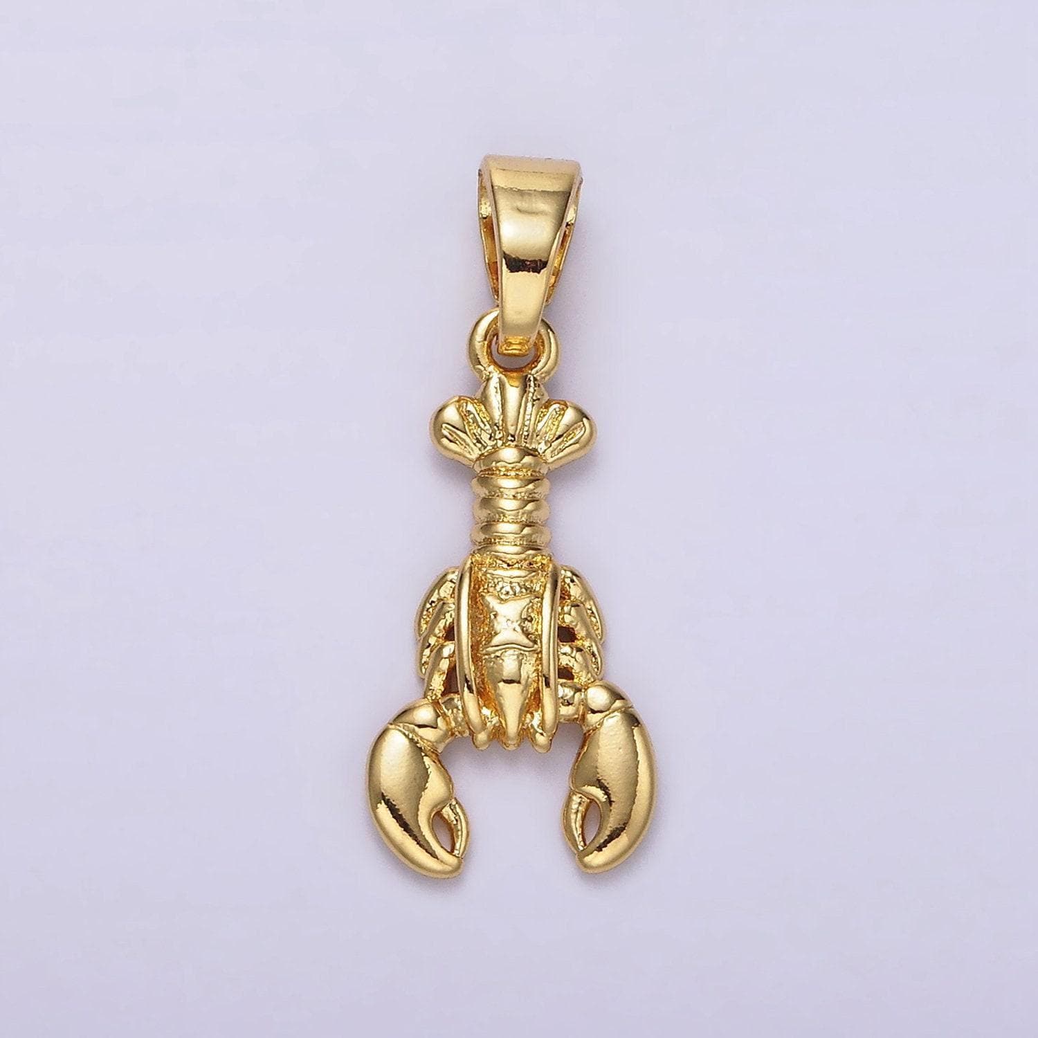 Dainty gold lobster pendant, small crustacean sea life animals charm, red lobster sea beach pendant | ah044