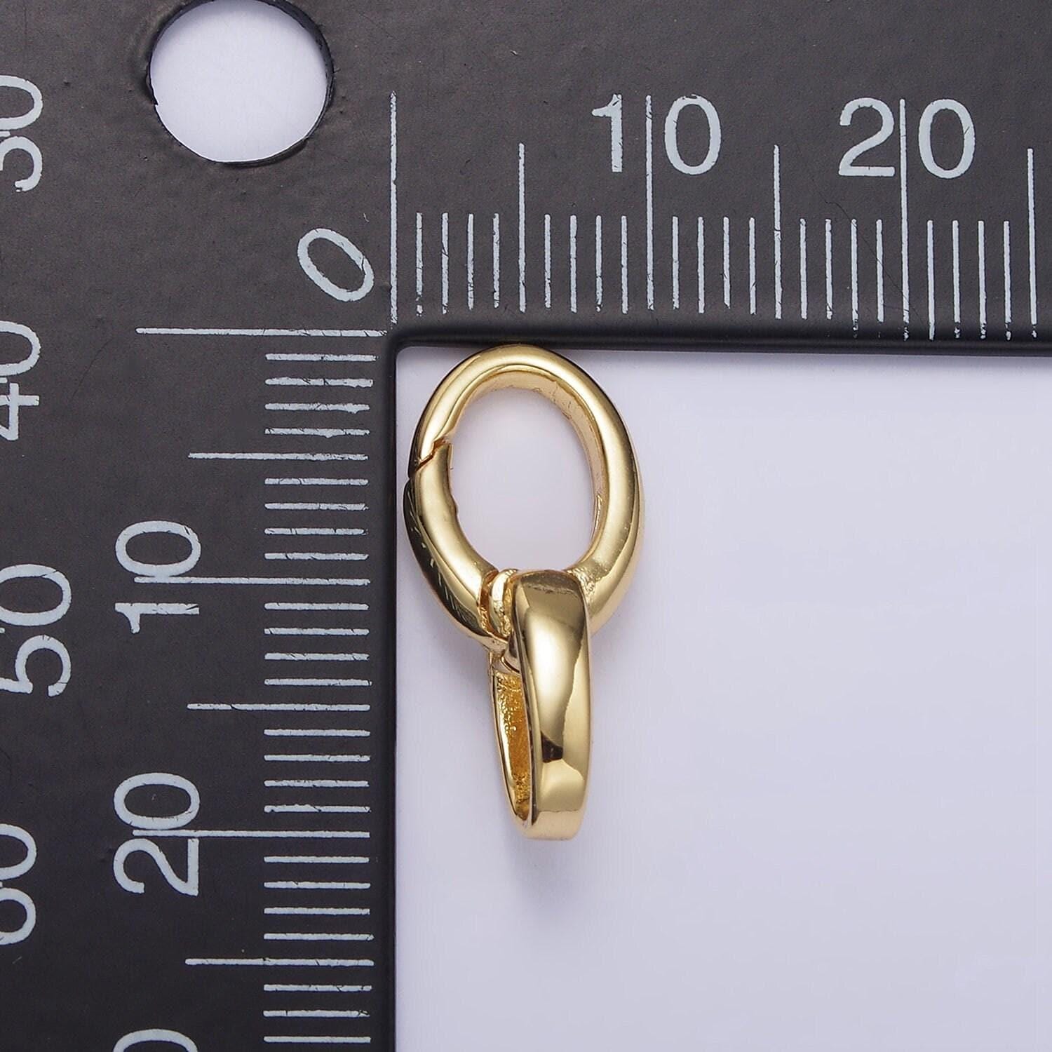 14k gold filled charm holder clasp double oval push spring gate jewelry making supply in gold & silver | z468 z469