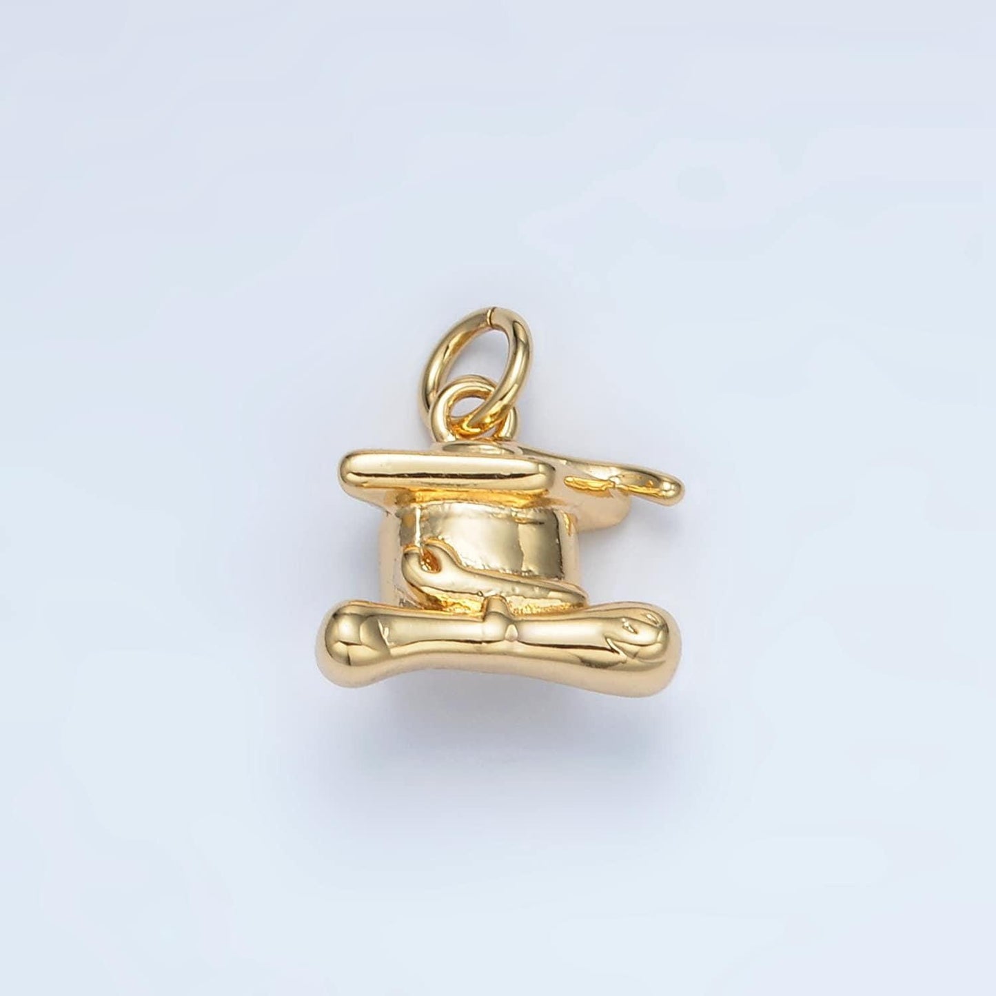 Gold filled graduation cap mini charm in gold & silver | ag-864