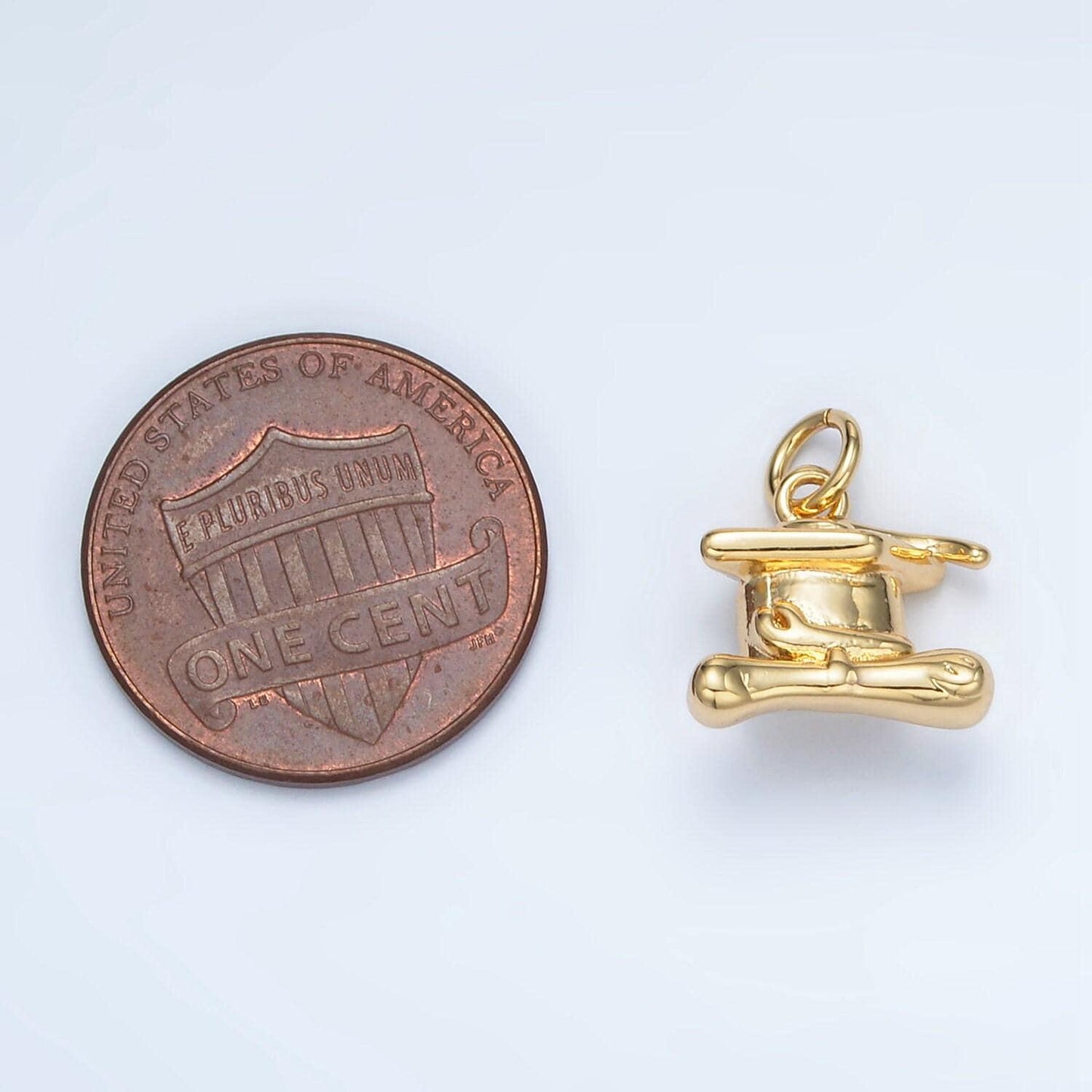 Gold filled graduation cap mini charm in gold & silver | ag-864