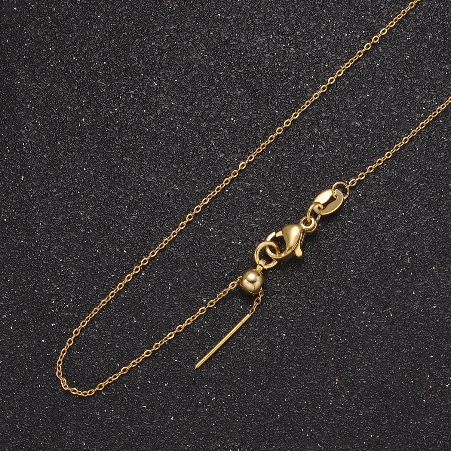 Fine 24k gold filled chain necklace, adjustable gold chain, fine cable link neck chain, thin simple layering chain 18" long wa-735