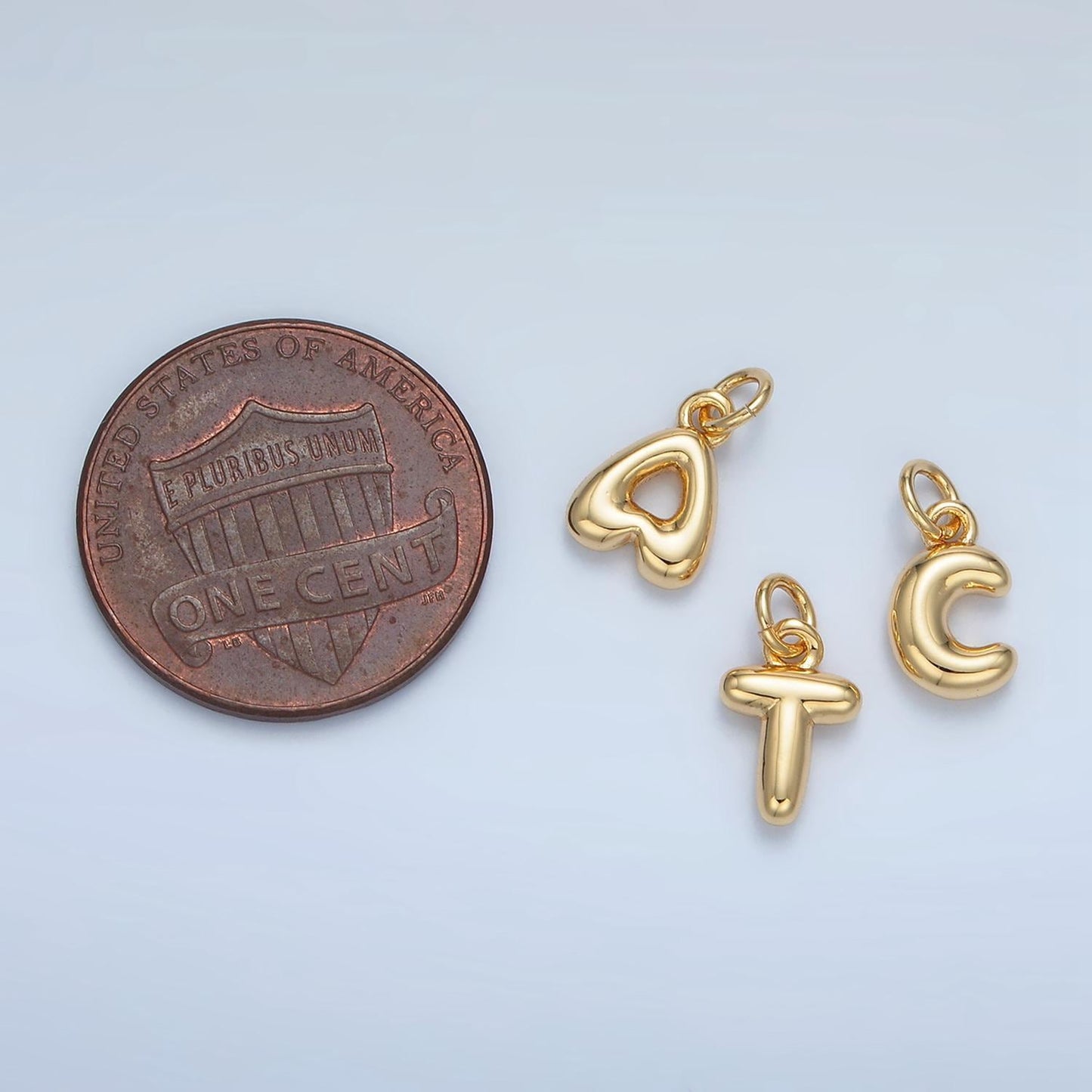 Small gold filled alphabet balloon initial charm puffy letter charm necklace bubble font style trend fashion jewelry necklace bracelet a1591