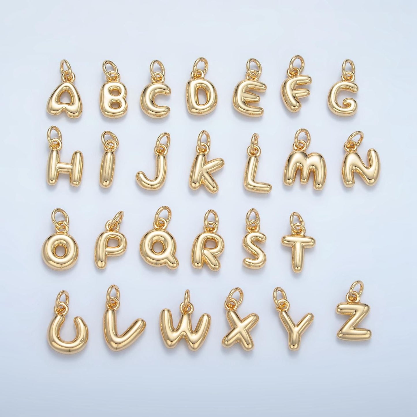 Small gold filled alphabet balloon initial charm puffy letter charm necklace bubble font style trend fashion jewelry necklace bracelet a1591