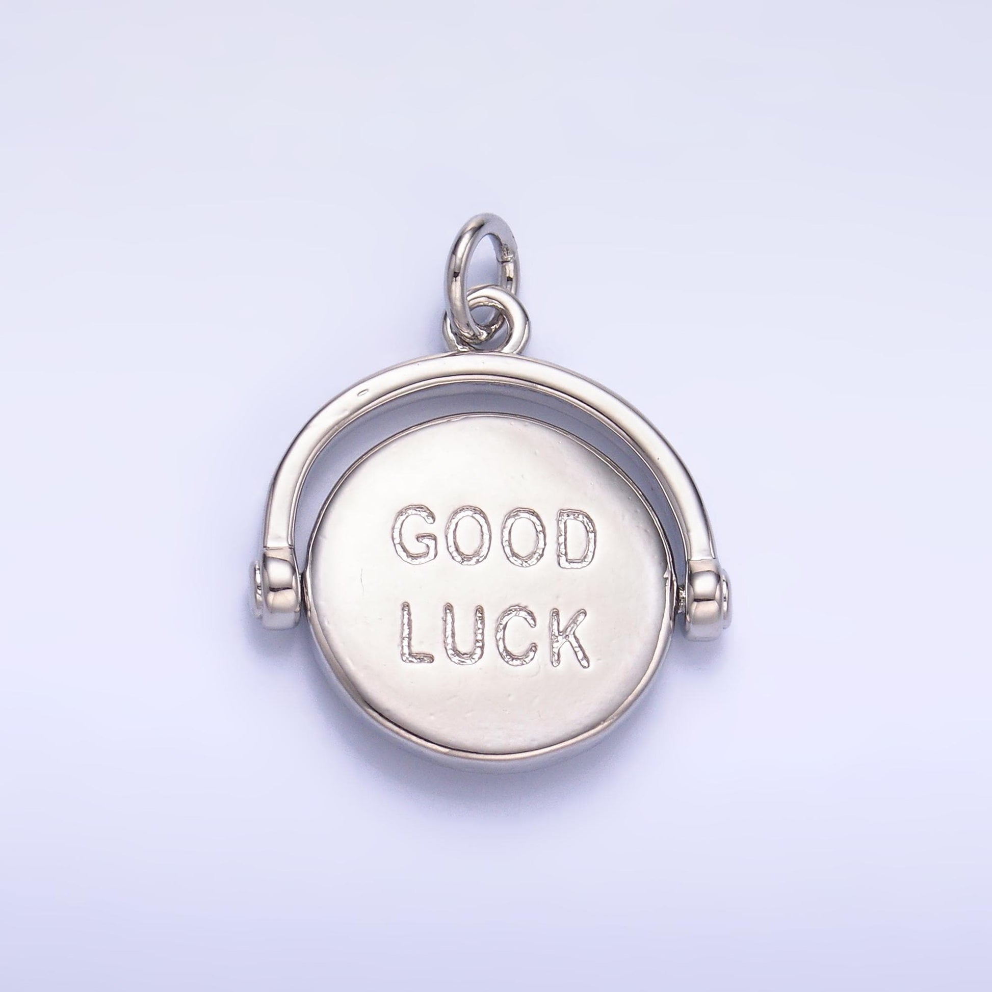 Double sided dainty gold filled Good Luck Coin charm Fortune Coin Try Again spinner pendant for Minimalist jewelry making inspired W401