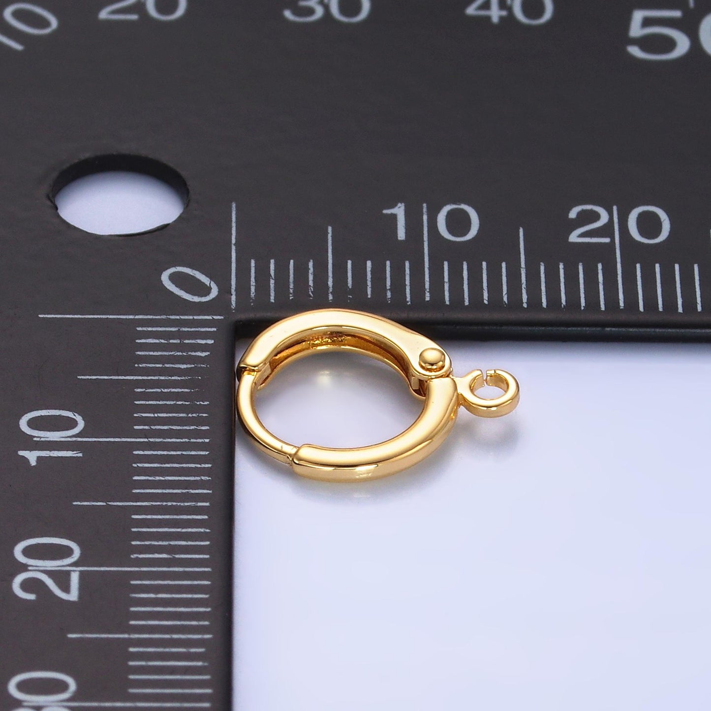 1 pair gold round huggies hoop lever back earring with open link for charm earring jewelry making Z1037