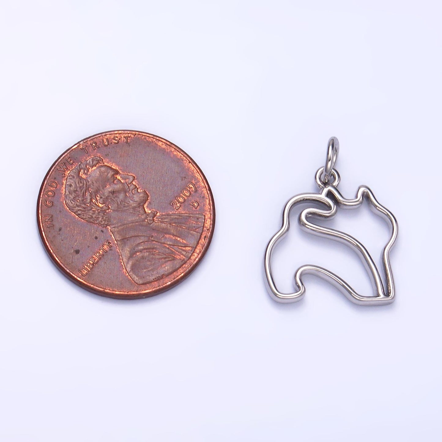 24K Gold Filled Dog Butt Charm Corgi Butt Pet Silhouette Outline Charm in Gold & Silver | W396