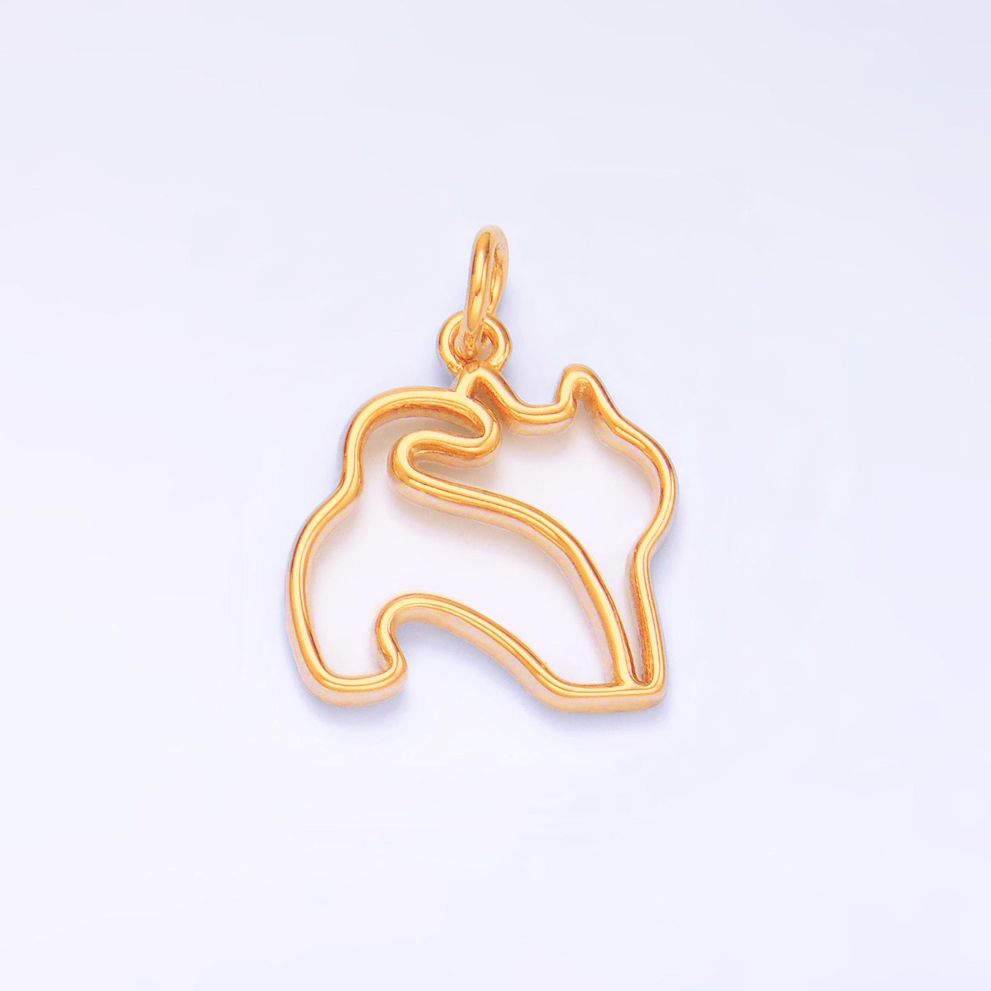 24K Gold Filled Dog Butt Charm Corgi Butt Pet Silhouette Outline Charm in Gold & Silver | W396