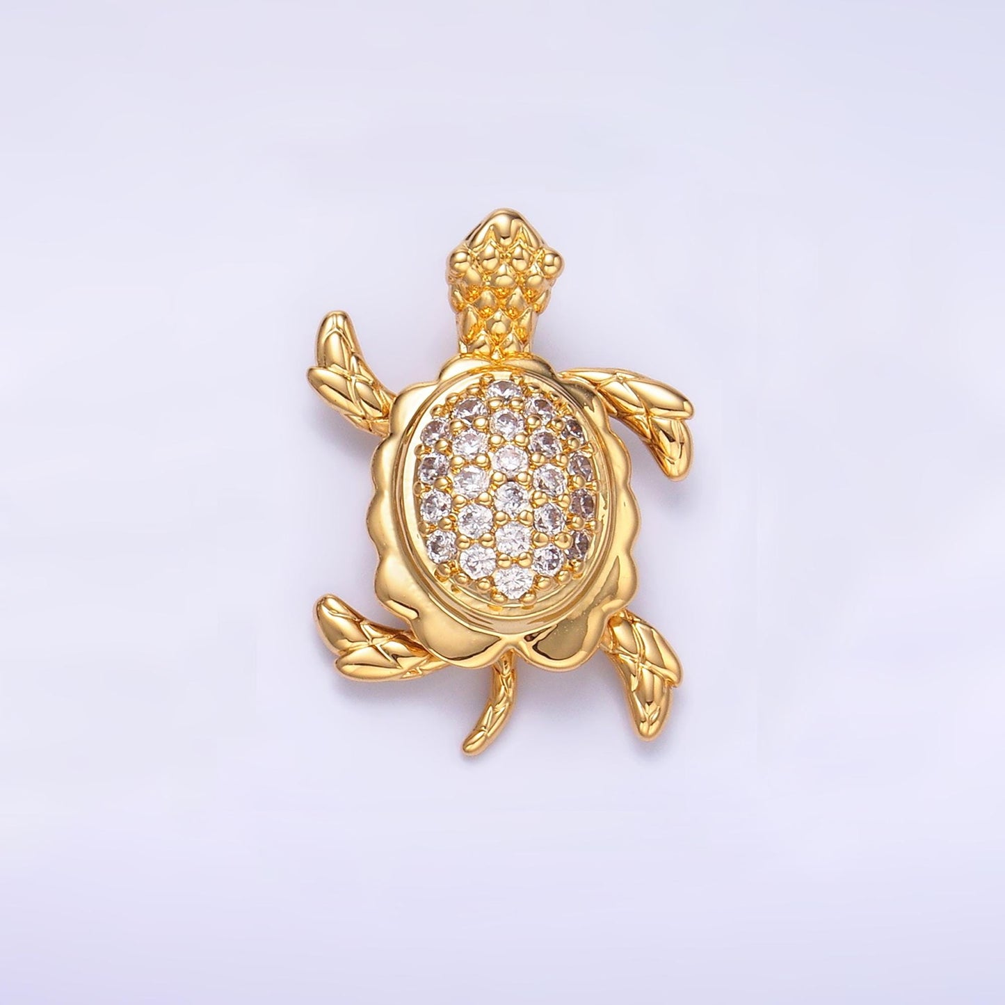 Gold Turtle Moveable 3 Dimensional Under the Sea Animal Charm Pendant in 24k Gold Filled AA1079