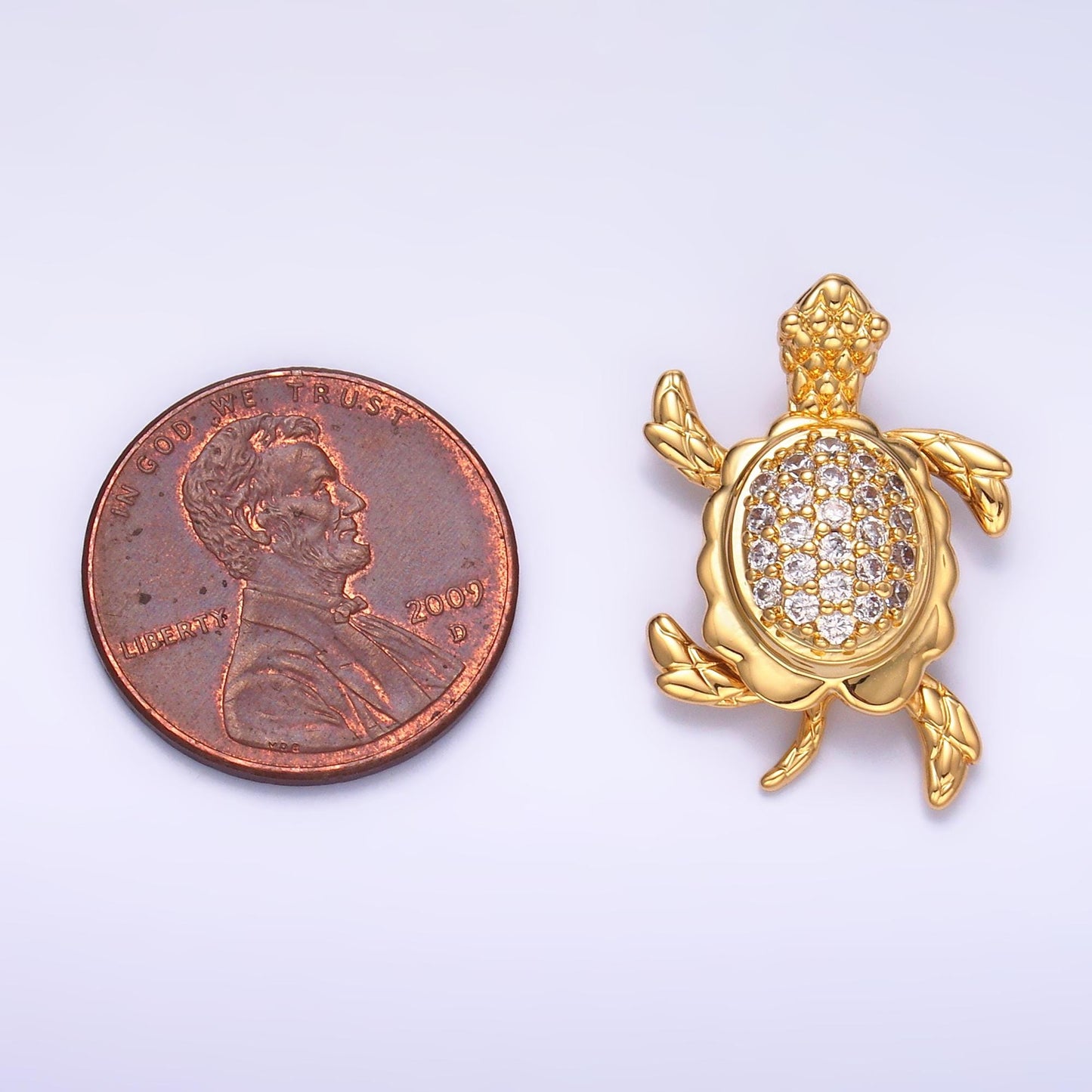 Gold Turtle Moveable 3 Dimensional Under the Sea Animal Charm Pendant in 24k Gold Filled AA1079