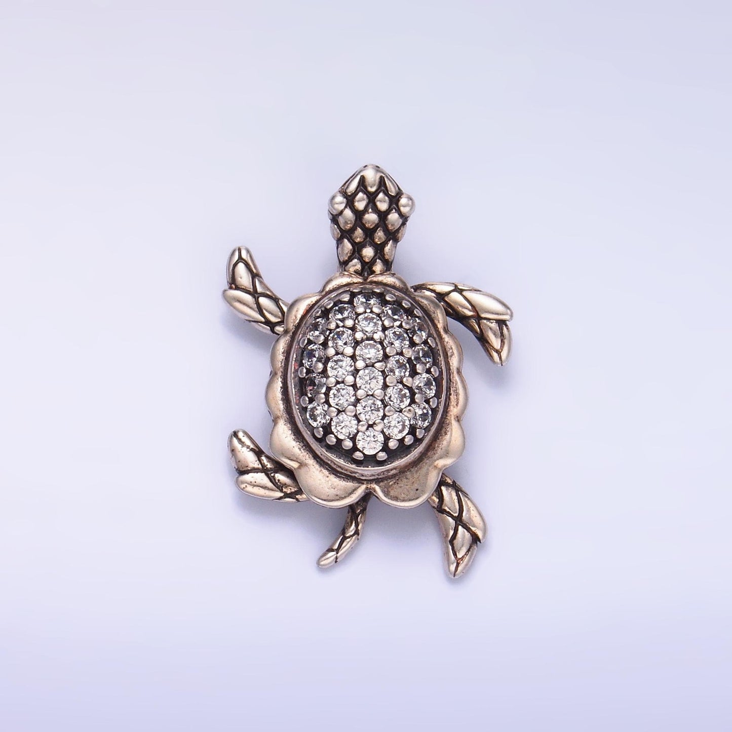 Gold Turtle Moveable 3 Dimensional Under the Sea Animal Charm Pendant in 24k Gold Filled AA1079