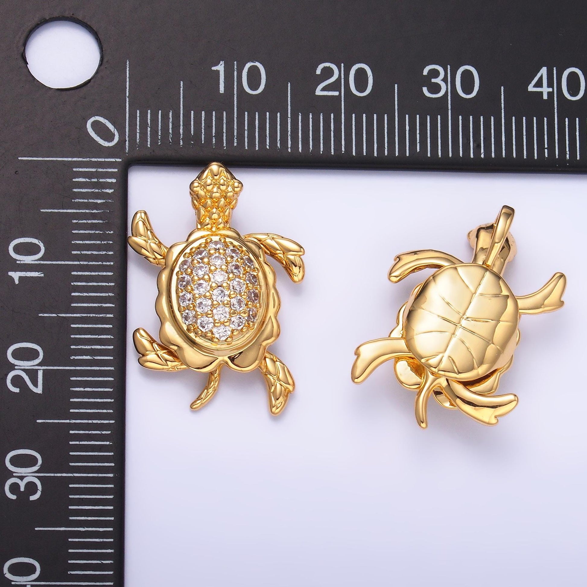 Gold Turtle Moveable 3 Dimensional Under the Sea Animal Charm Pendant in 24k Gold Filled AA1079