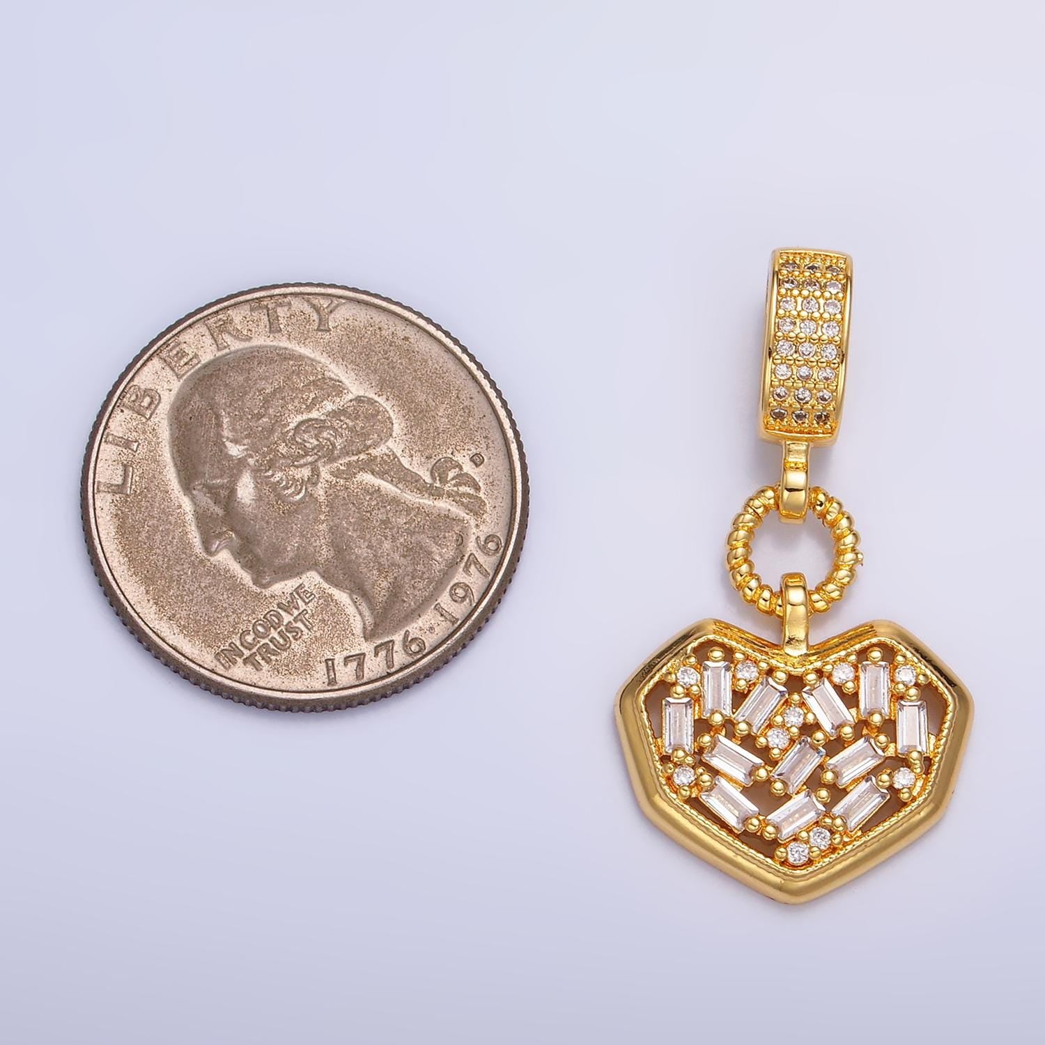 24K Gold Filled Geometric Heart Charm, Gold Love Heart Charms For Bracelet Necklace Jewelry Making Supplies AA1090