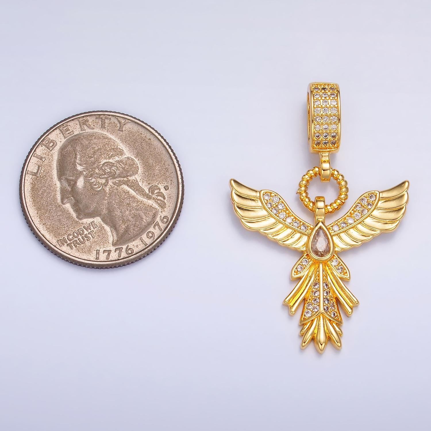 Dainty Angel Wing Gold Filled Angel Pendant, Tear Drop CZ Pendant ,Angel Cubic Mini Pendant, Dainty Bracelet Earring Necklace Charm aa1091