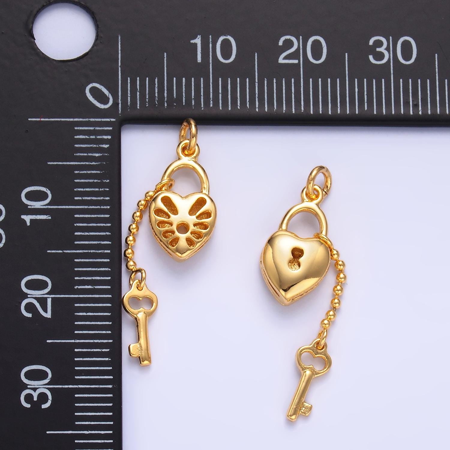 Mini Heart Lock Charms, Micro Pave Gold Padlock Charms, , Padlock Pendant, Lock Pendant, Padlock Necklace Bracelet Charm W402
