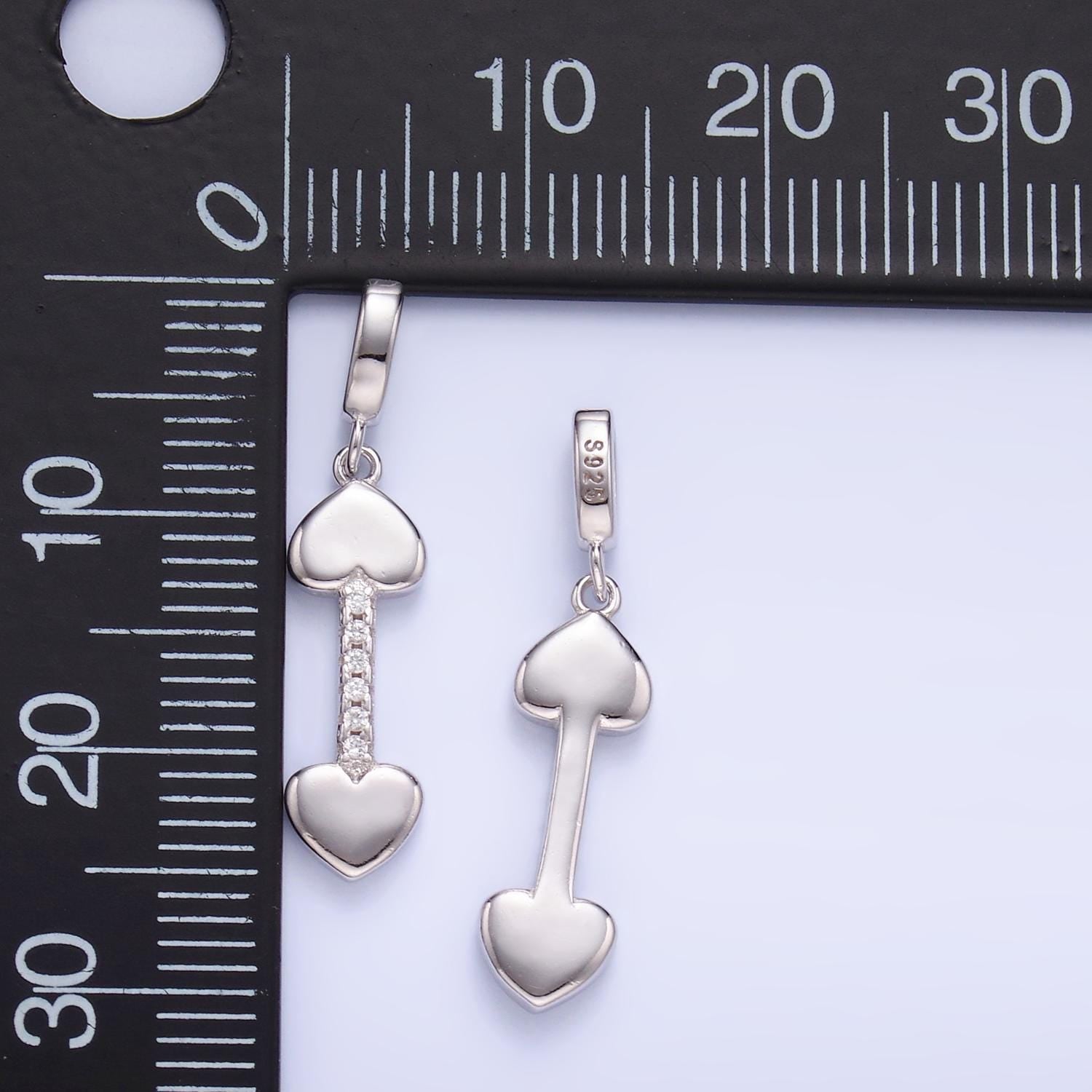 S925 Sterling Silver Heart Arrow Pendant for Valentine Charm Bracelet | SL-605