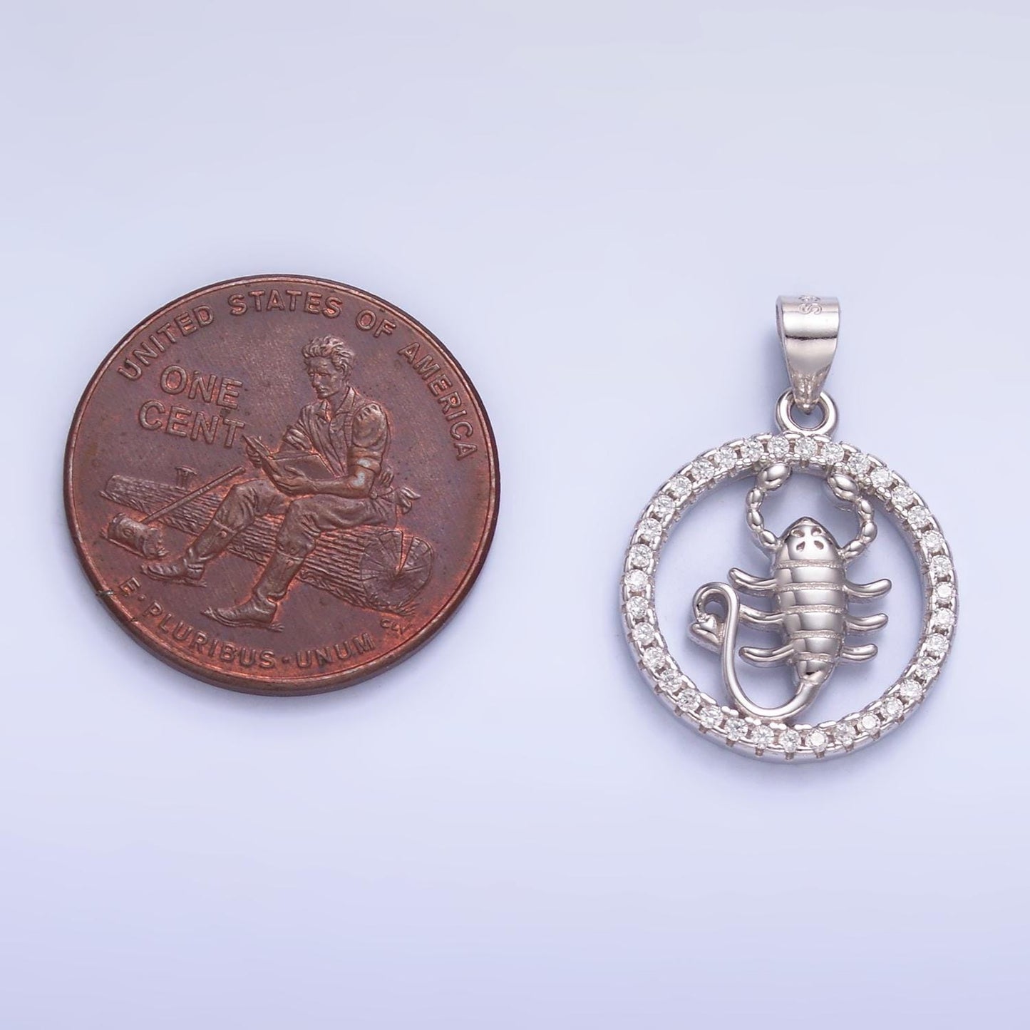 Dainty Cubic Zirconia Melusine Solid 925 Sterling Silver Scorpion Scorpio Zodiac Birthday Gift Charm SL-601