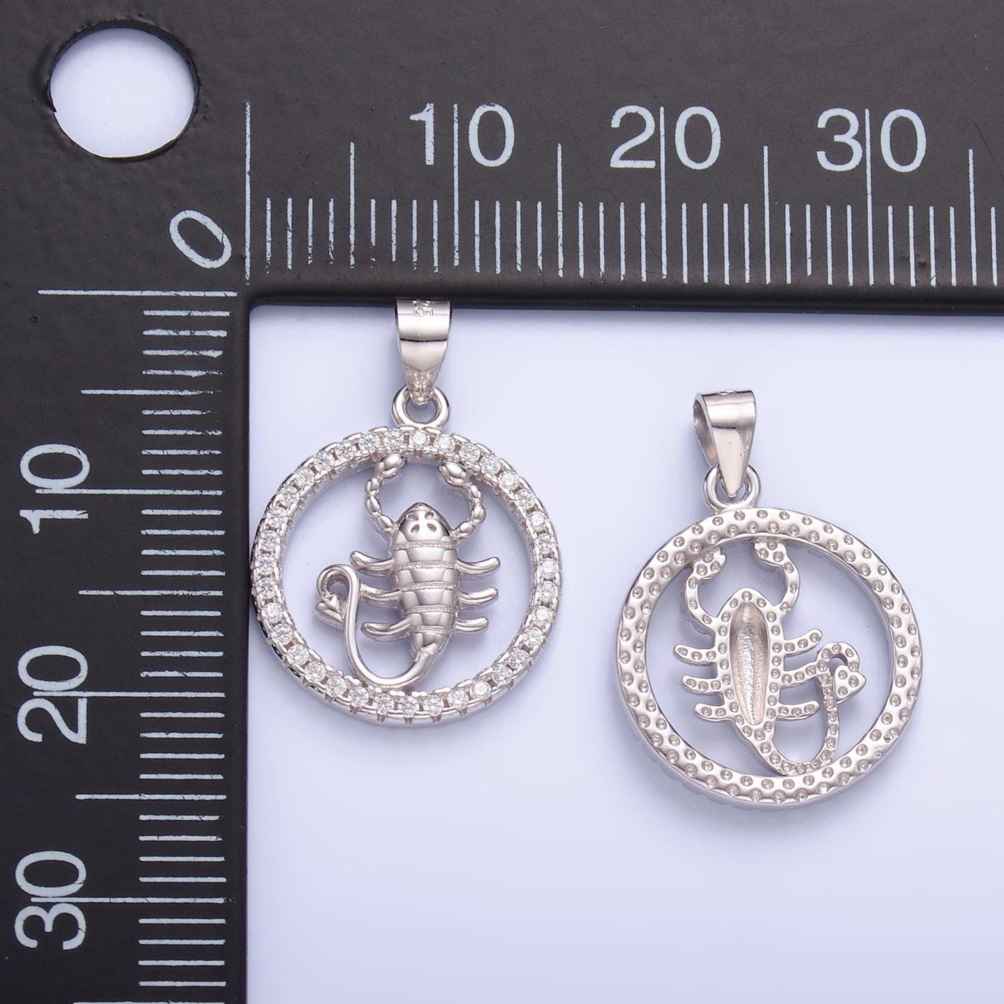 Dainty Cubic Zirconia Melusine Solid 925 Sterling Silver Scorpion Scorpio Zodiac Birthday Gift Charm SL-601