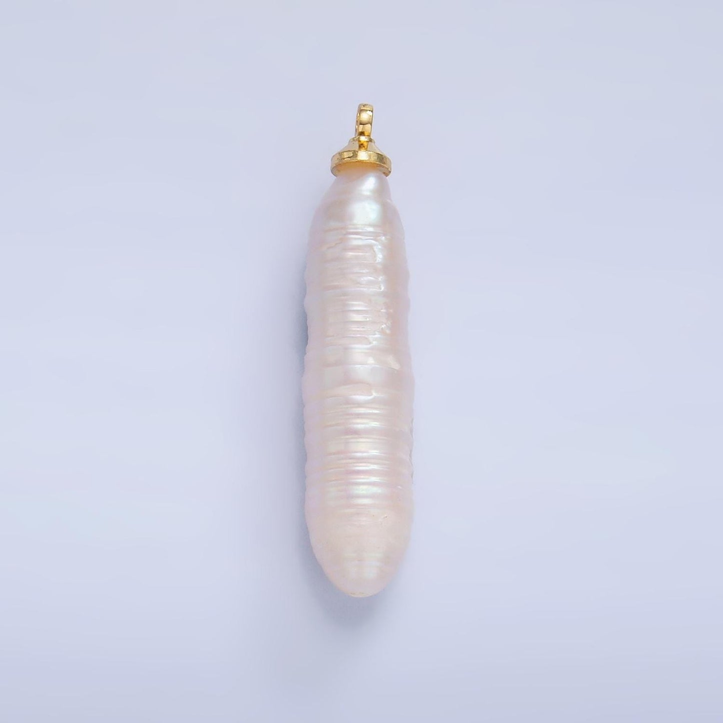 Freeform 14k gold filled 31mm shell pearl long stick pendant dangle charm for minimalist necklace jewelry component | p-1939