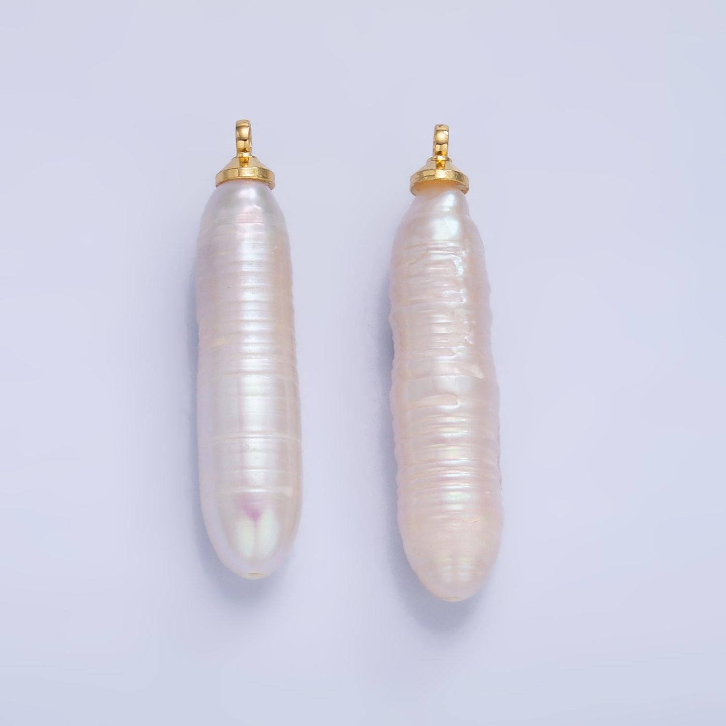 Freeform 14k gold filled 31mm shell pearl long stick pendant dangle charm for minimalist necklace jewelry component | p-1939