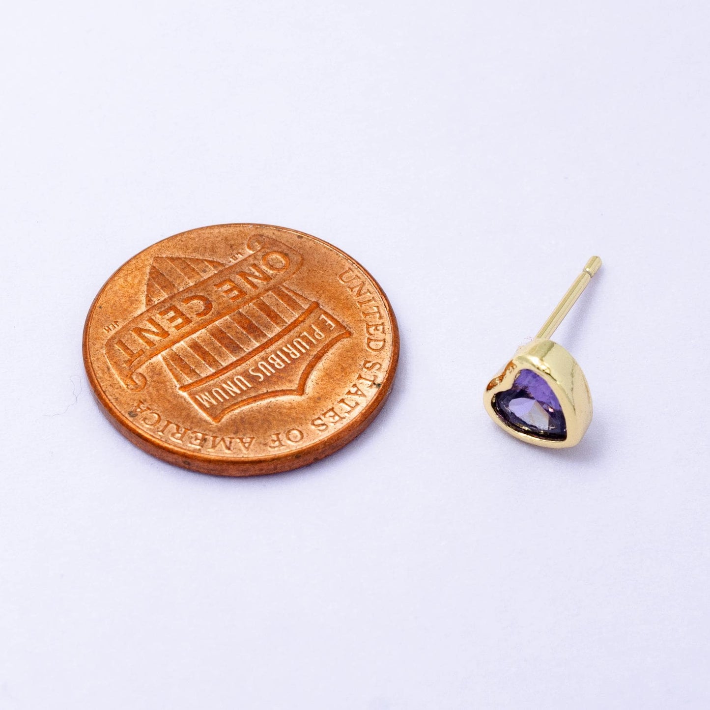 1x tiny heart cz plain bezel set earrings, 14k gold earring, tiny studs, minimal earring, gold cz stud earring