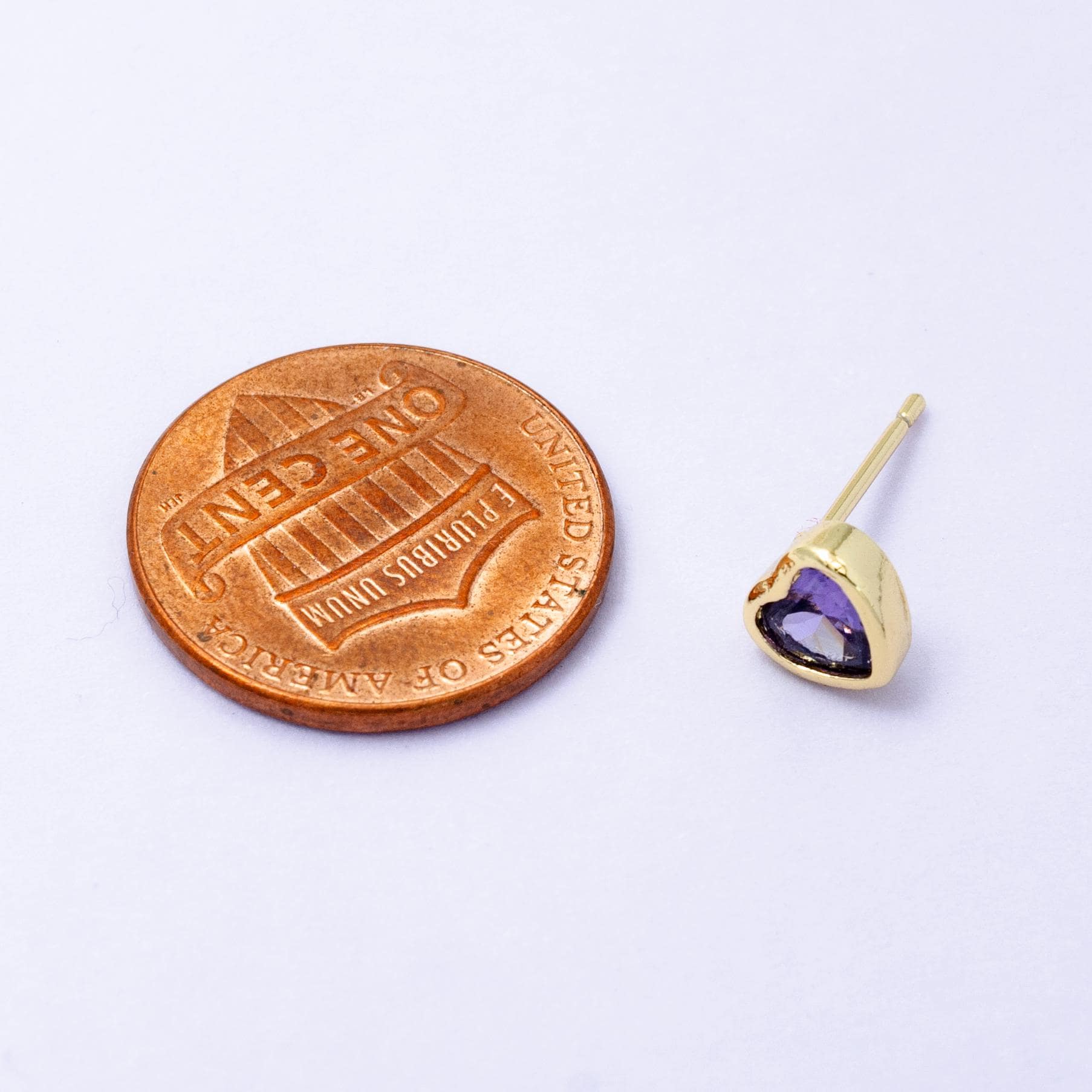 1x tiny heart cz plain bezel set earrings, 14k gold earring, tiny studs, minimal earring, gold cz stud earring