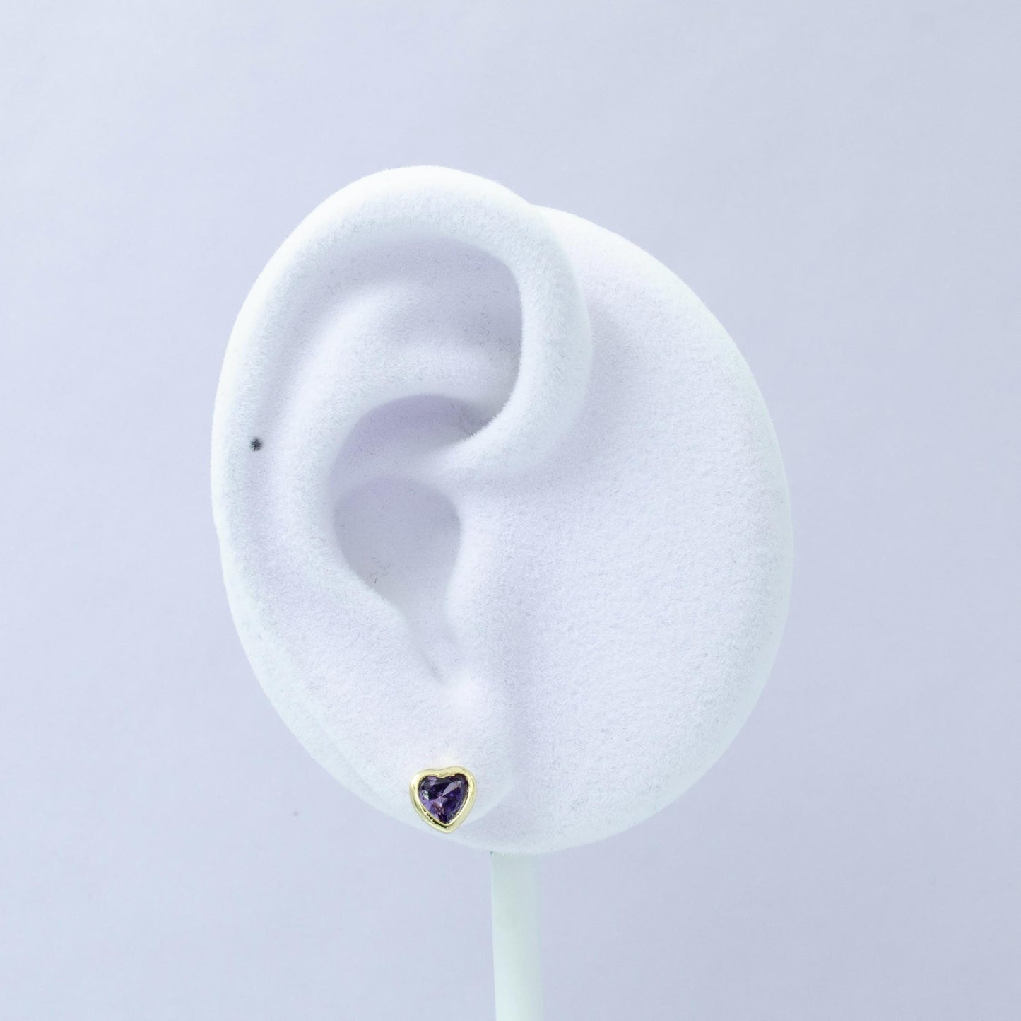 1x tiny heart cz plain bezel set earrings, 14k gold earring, tiny studs, minimal earring, gold cz stud earring