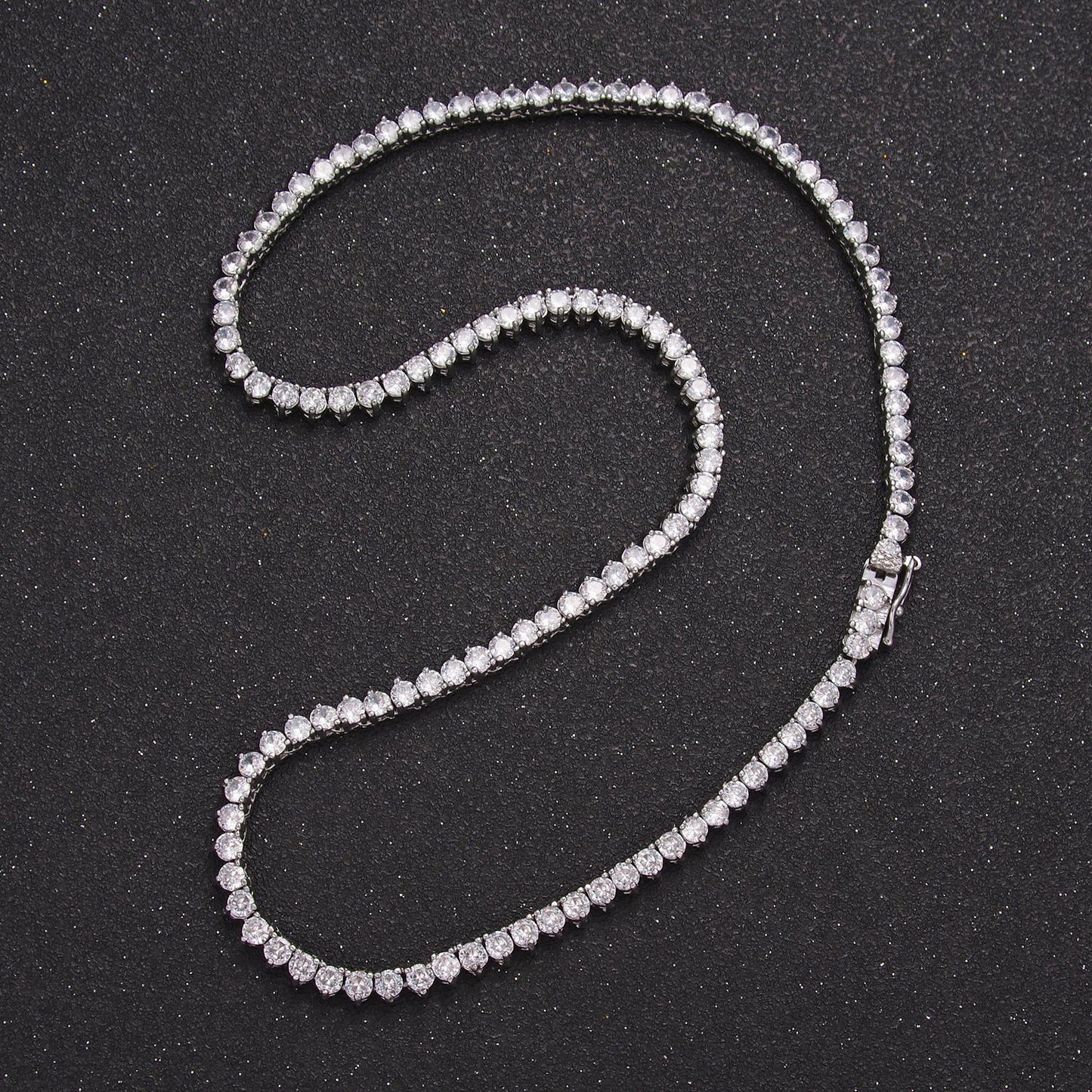 Silver tennis choker necklace CZ diamond tennis necklace Clear cubic zirconia stones 16 inch Long | WA2662