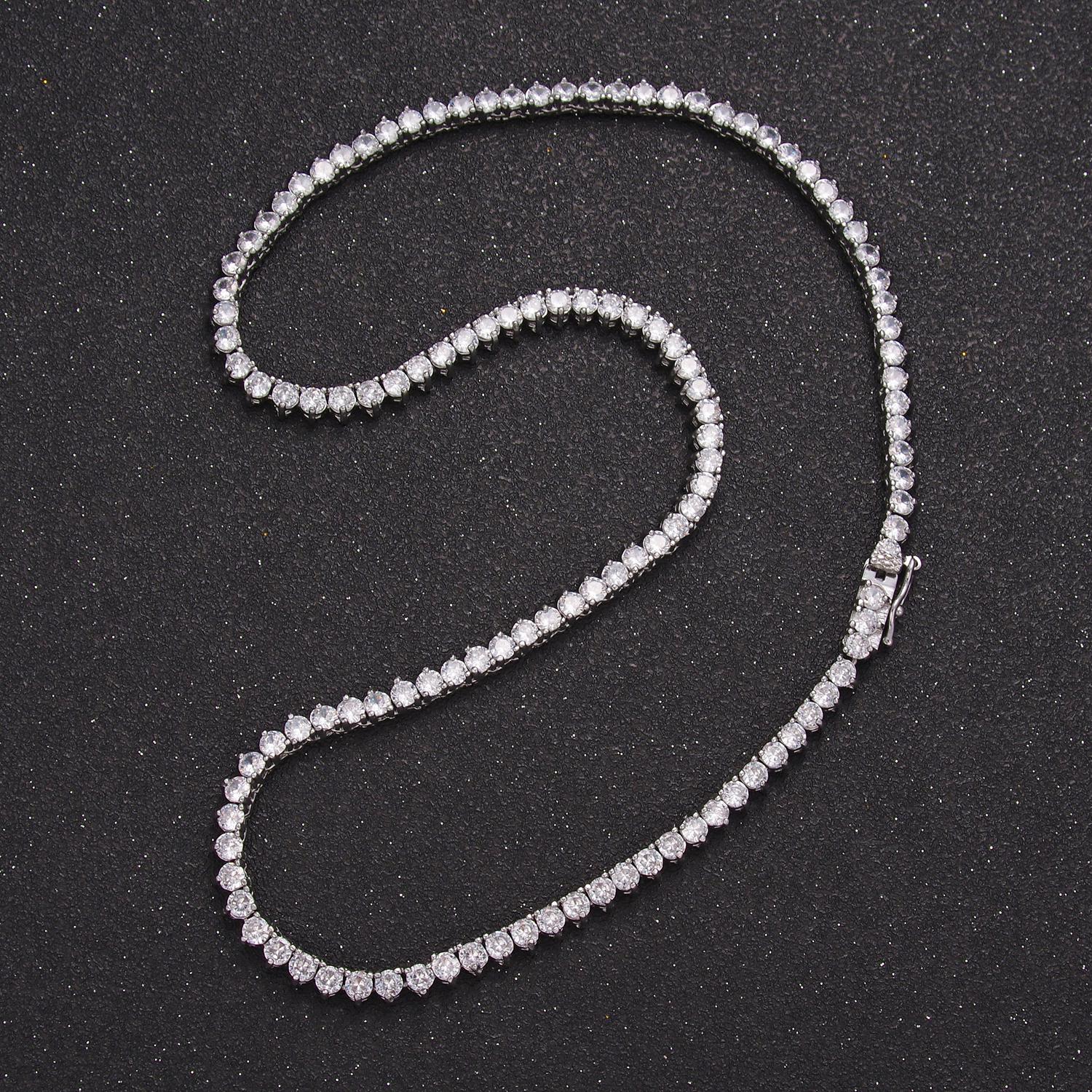 Silver tennis choker necklace CZ diamond tennis necklace Clear cubic zirconia stones 16 inch Long | WA2662