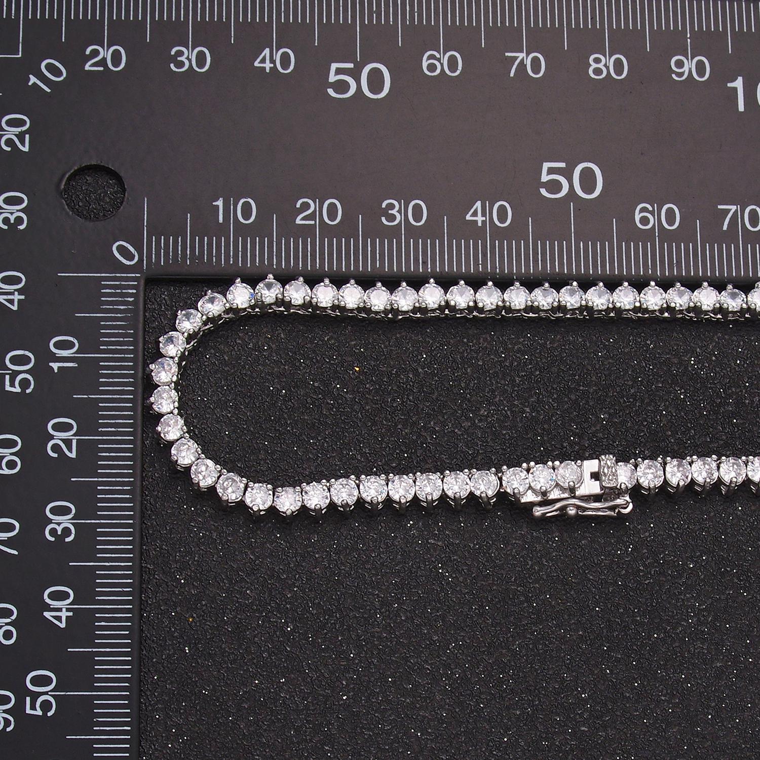 Silver tennis choker necklace CZ diamond tennis necklace Clear cubic zirconia stones 16 inch Long | WA2662