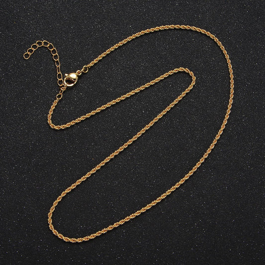 24k gold filled 1.9mm rope 17.7 inch layering chain necklace | WA-2642