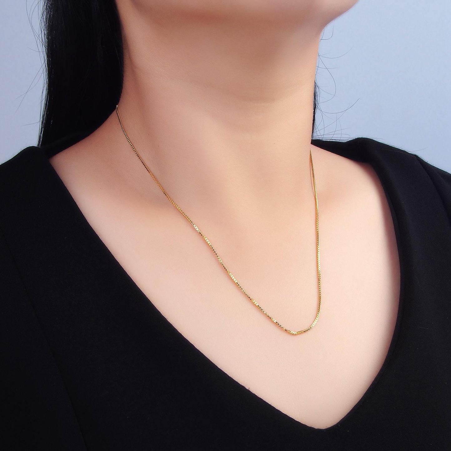 Dainty Threader Box Chain adjustable necklace ready to wear 24k gold filled necklace 1.1mm dainty chain for jewelry making with charm WA3052