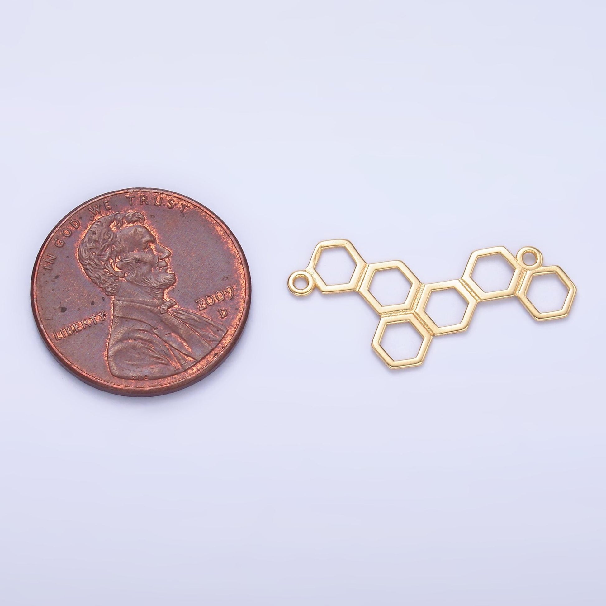 Dainty Sterling Silver honey comb charm Connector Gold Vermeil hexagon Honeycomb open Link Connector for Bracelet Necklace component SL-634