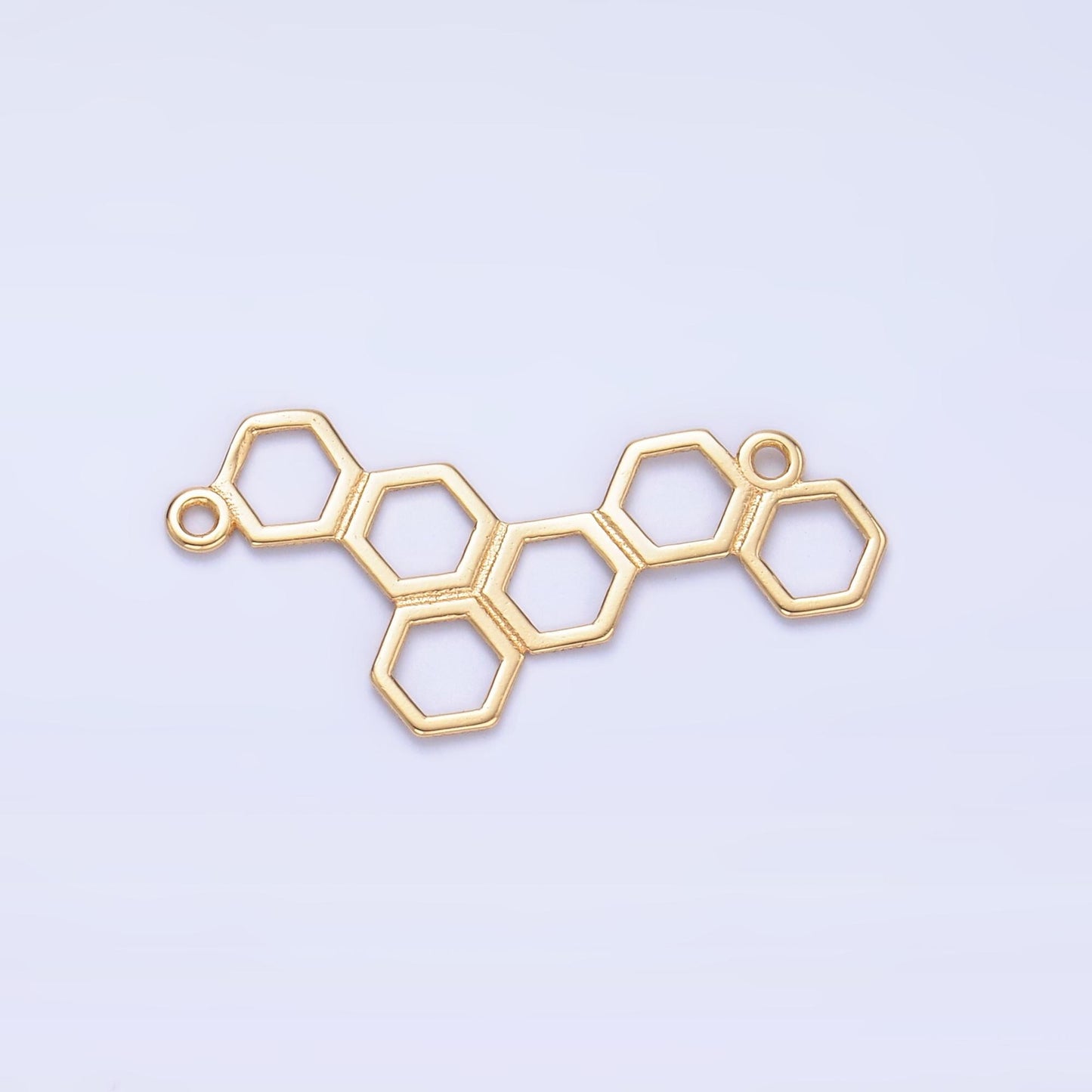 Dainty Sterling Silver honey comb charm Connector Gold Vermeil hexagon Honeycomb open Link Connector for Bracelet Necklace component SL-634