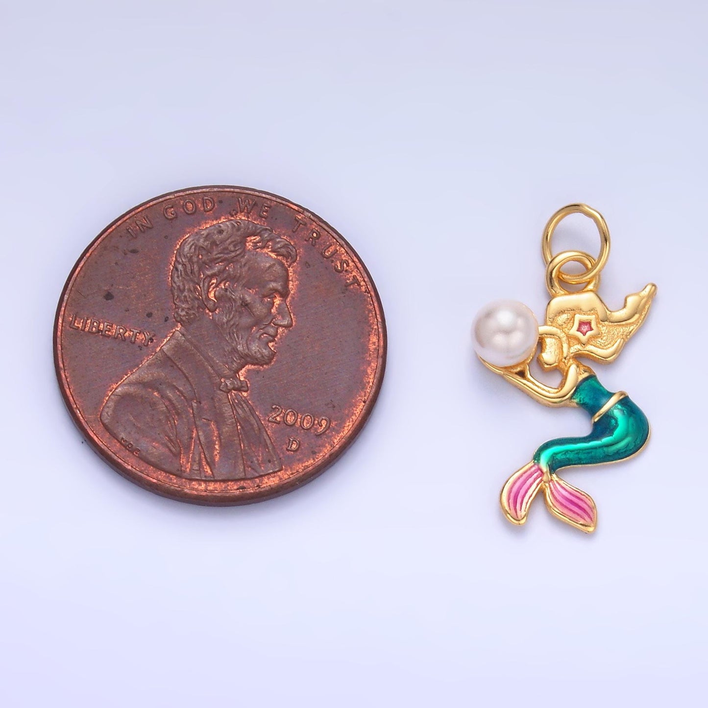 S925 sterling silver enamel Mermaid charm girly Pearl mermaid color Under the Sea pendant | SL-625