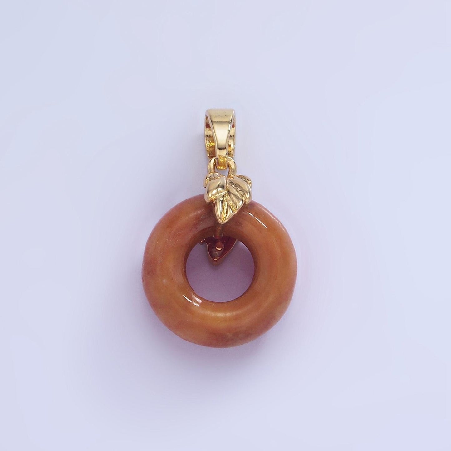 Good fortune gold carnelian circle pendant donut charm lucky jewelry aa1243