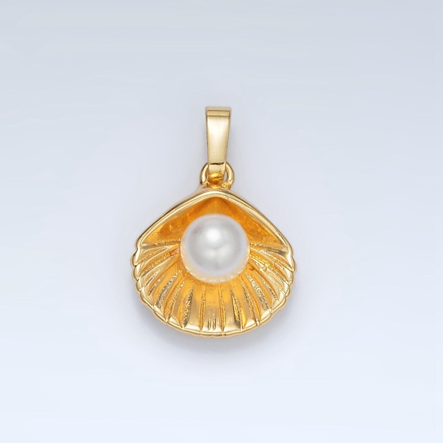 Gold filled pearl shell open clam pendant | aa1393