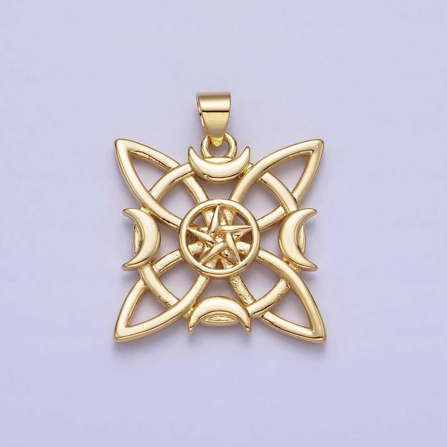 Gold celtic knot charm eternal knot charm, celtic irish jewelry moon star celestial jewelry aa146