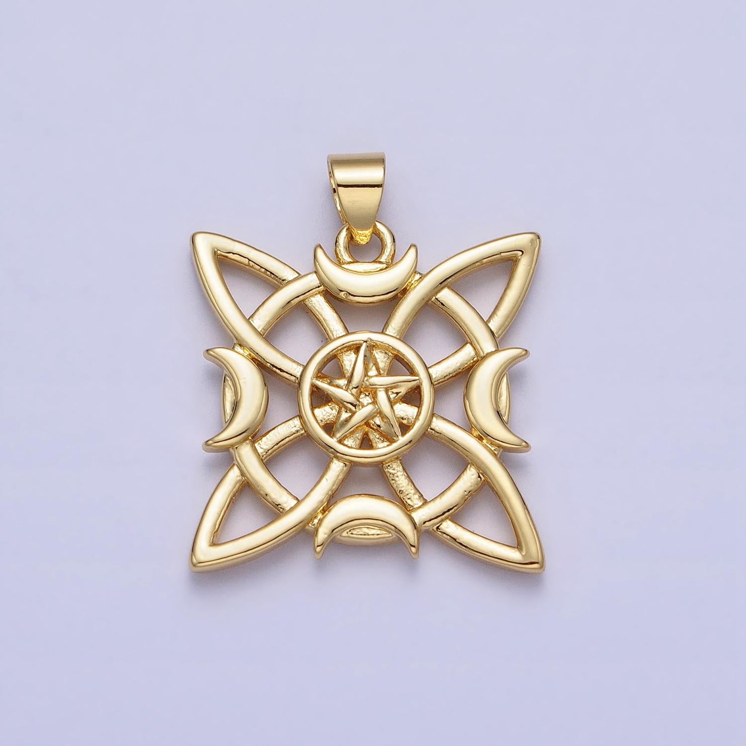 Gold celtic knot charm eternal knot charm, celtic irish jewelry moon star celestial jewelry aa146