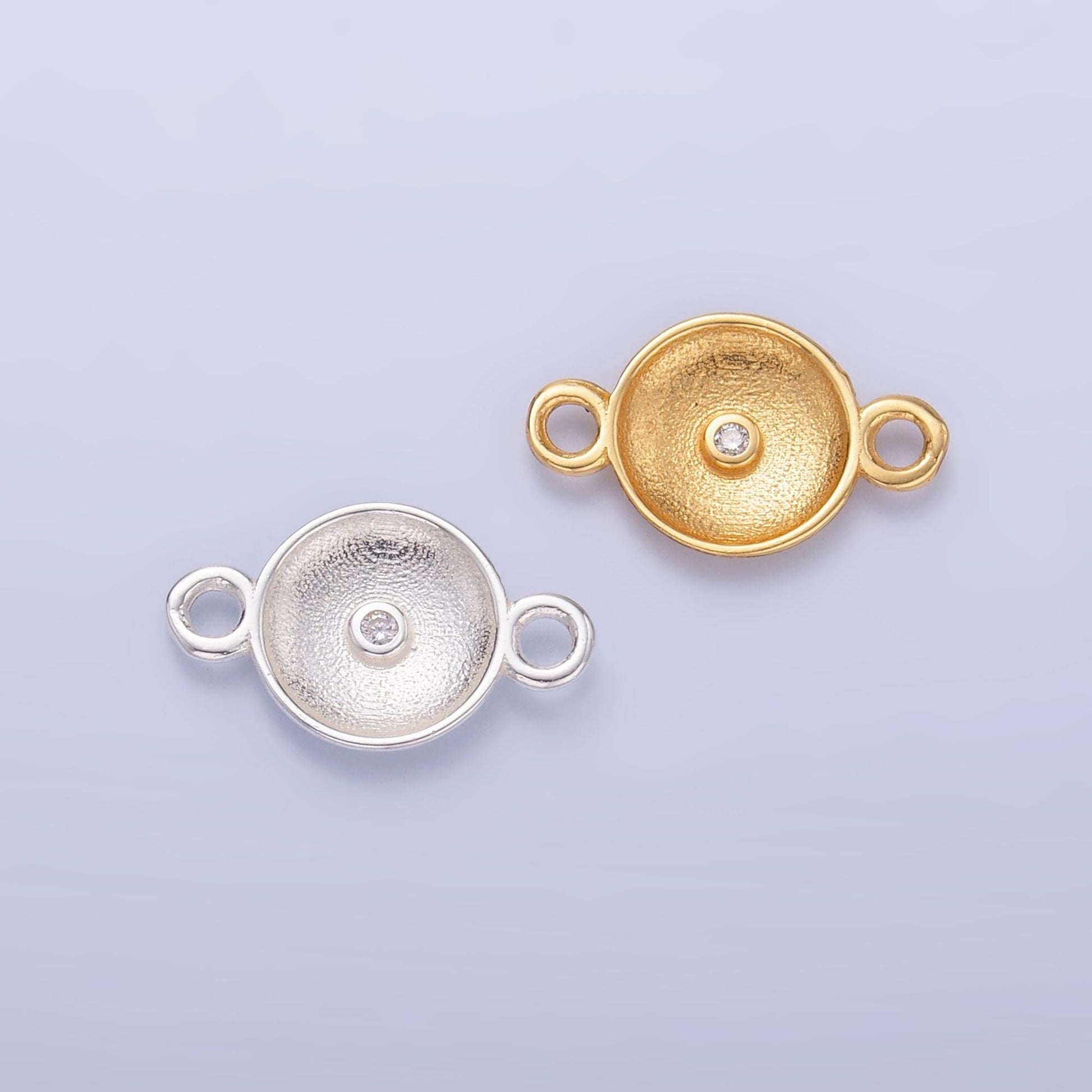 Mini Gold Vermeil Round Cz Charm Connector s925 Sterling Silver Eye Link Connector for Bracelet Necklace Supply for Permanent Jewelry SL627