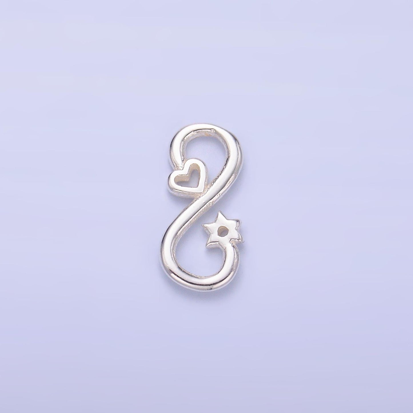 Sterling Silver S925 Mini Heart Star Charm Connector Gold Vermeil Infinity Link Connector for bracelet | SL-631