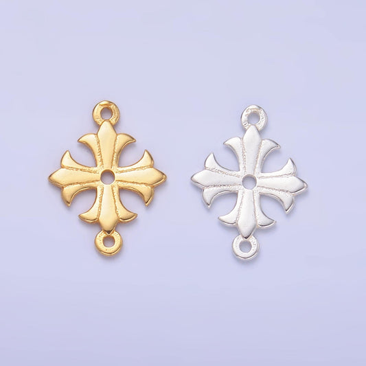 Mini S925 Sterling Silver Cross Charm Connector Gold Vermeil Vintage Christian Cross Link Connector for Religious Jewelry Making | SL-630