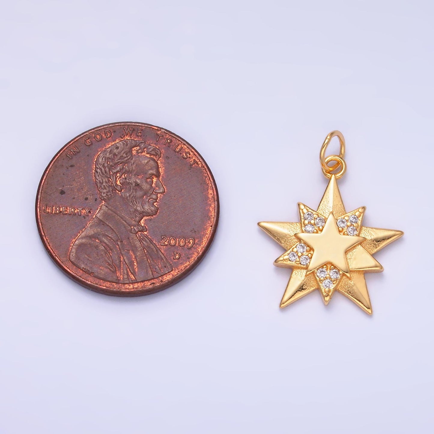 S925 sterling silver Star Charm Clear Micro Pave CZ Celestial pendant Gold Vermeil Supply | SL-629