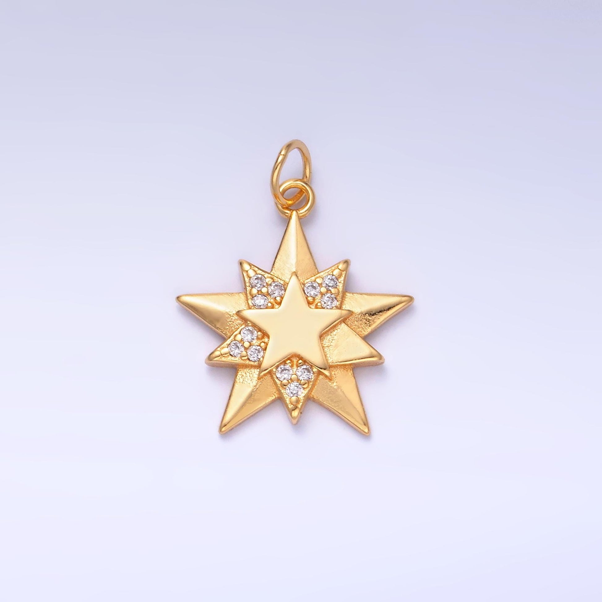 S925 sterling silver Star Charm Clear Micro Pave CZ Celestial pendant Gold Vermeil Supply | SL-629