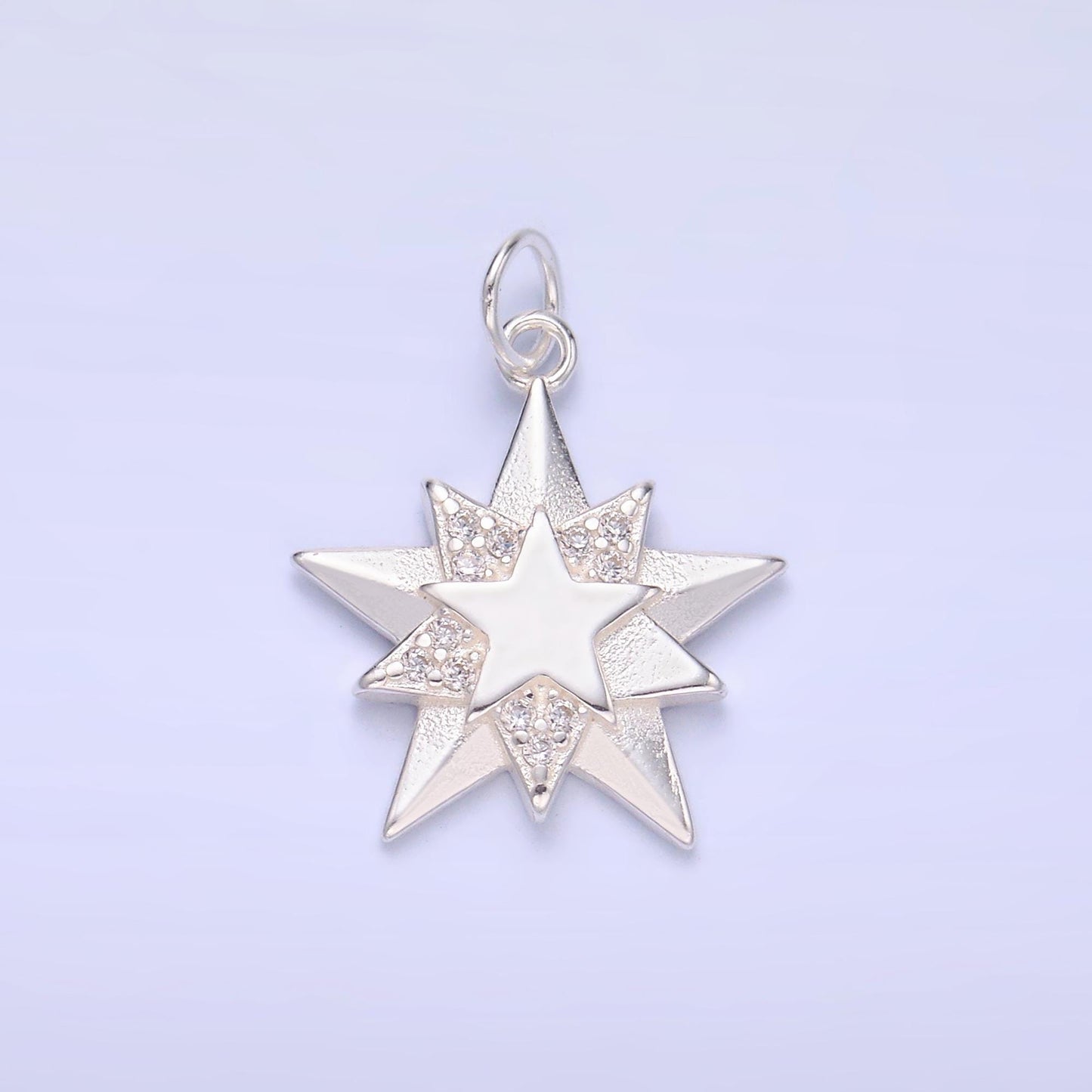 S925 sterling silver Star Charm Clear Micro Pave CZ Celestial pendant Gold Vermeil Supply | SL-629