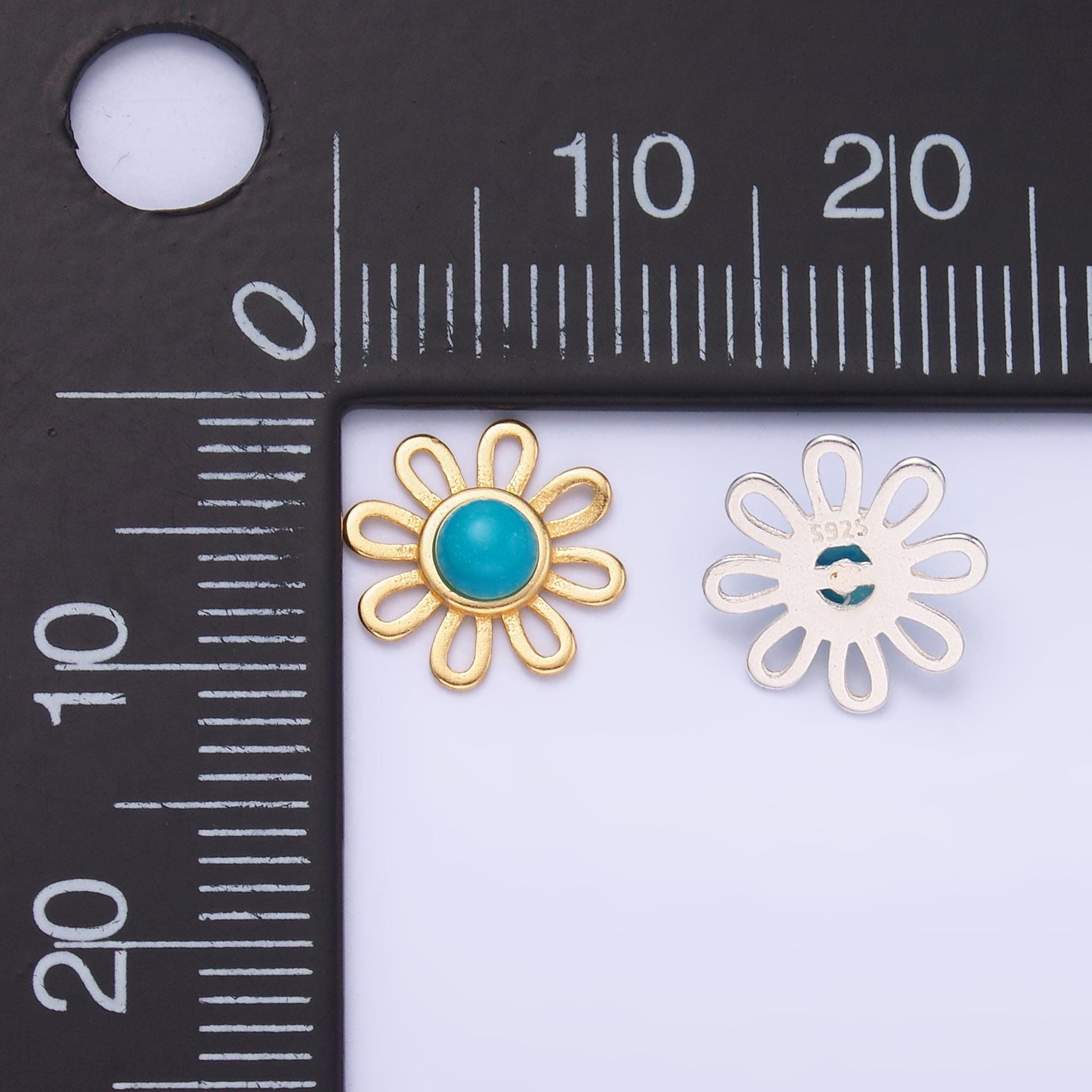 Sterling silver s925 sun flower charm connector for Bracelet with Turquoise Stone | SL-628